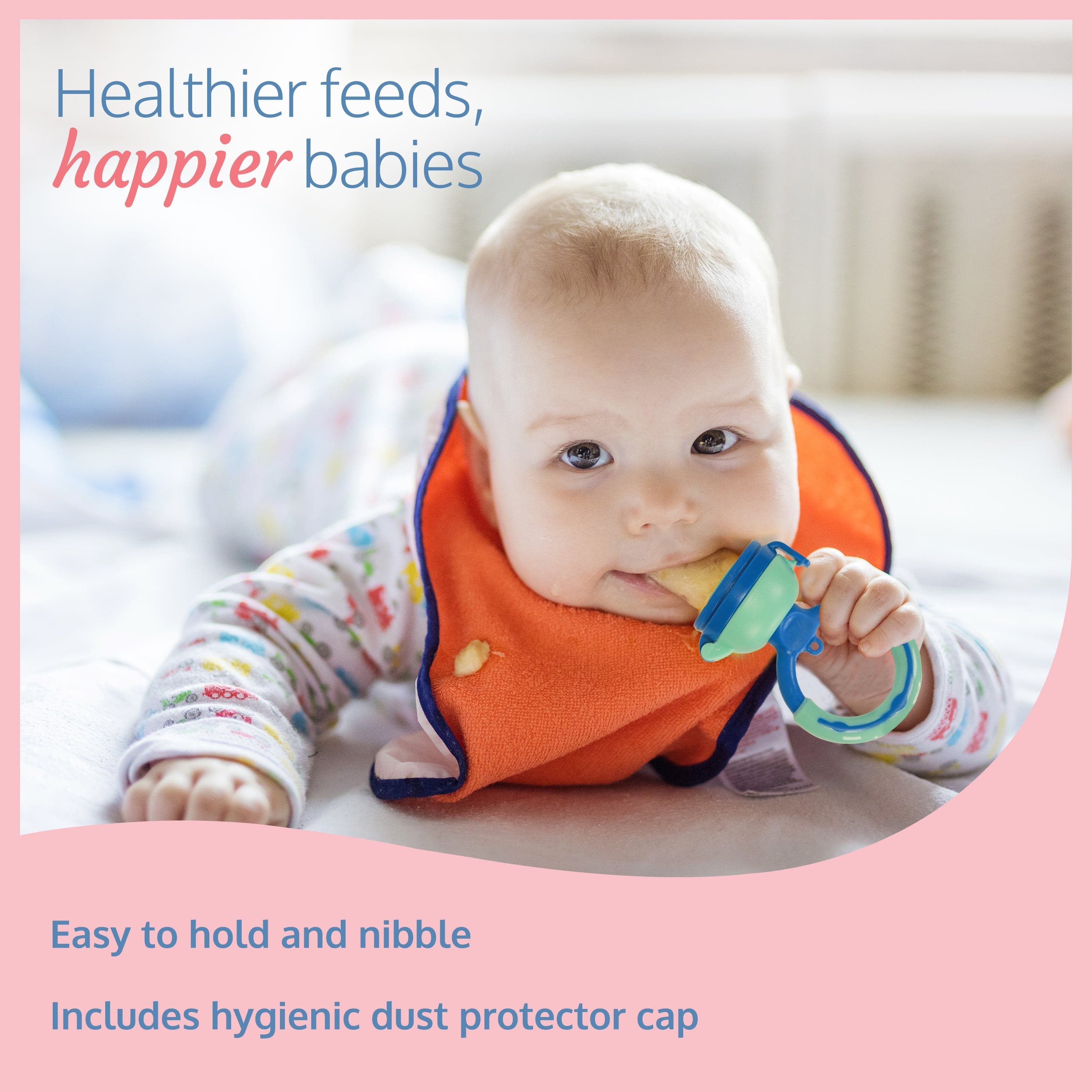 LuvLap Baby Food and Fruit Feeder Twin Pack, BPA Free, Brown and Blue
