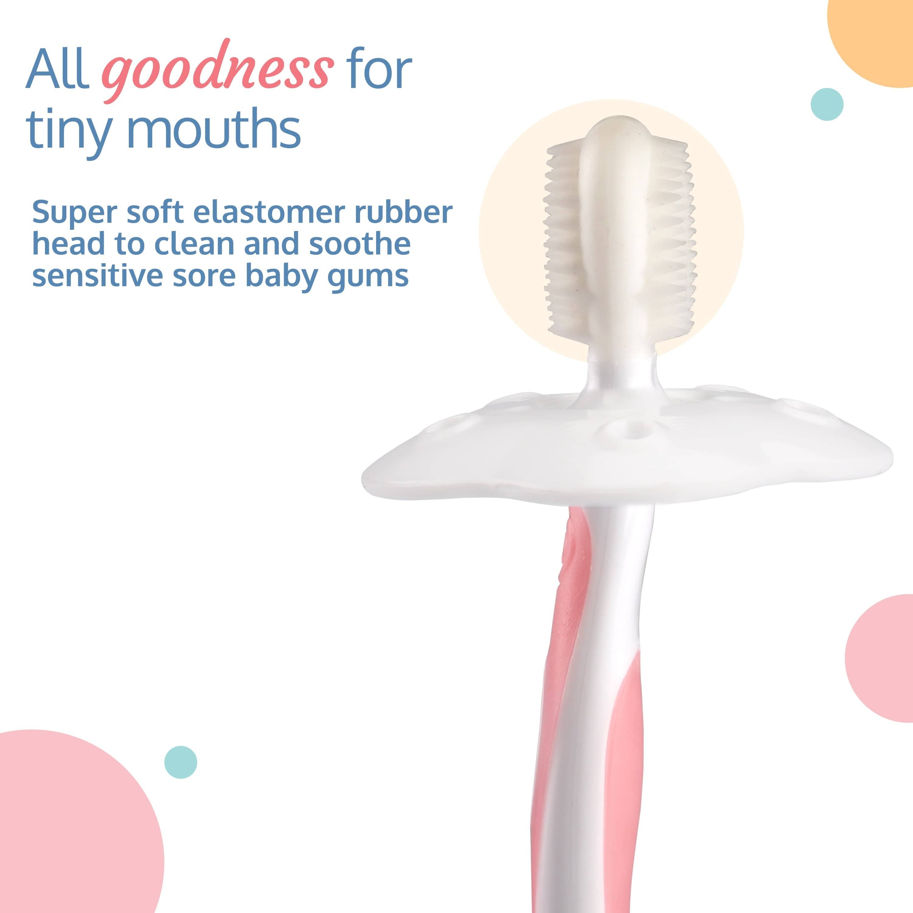 LuvLap Baby Training Toothbrush Set (White/Pink)