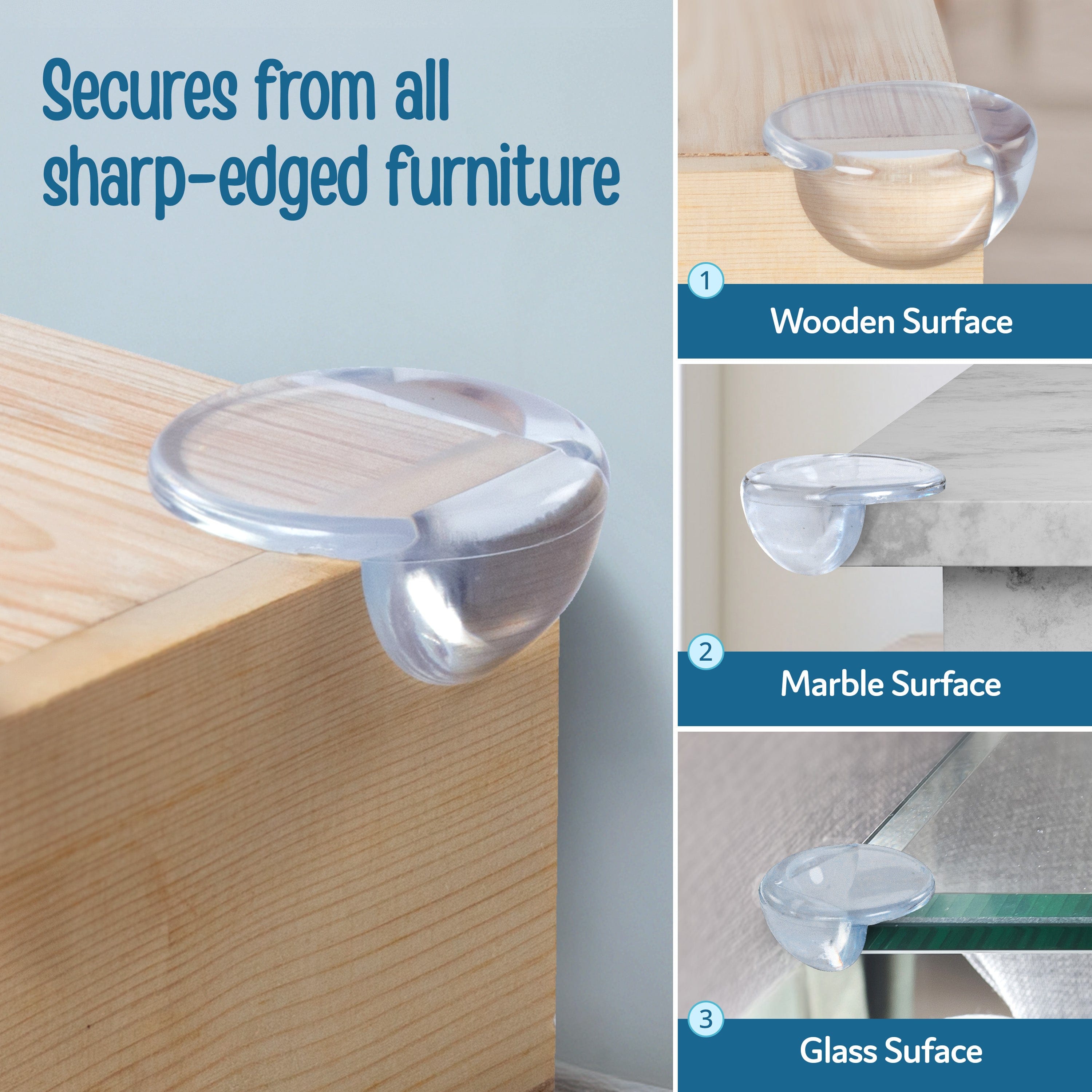 Luvlap Furniture Corner Guard for Baby Safety, 10 Pcs, Pre-Taped 3M Adhesive, Baby Silicon Corner Protector, Baby Proofing Edge Guards for Furniture, Non Toxic, BPA Free, Transparent, Round