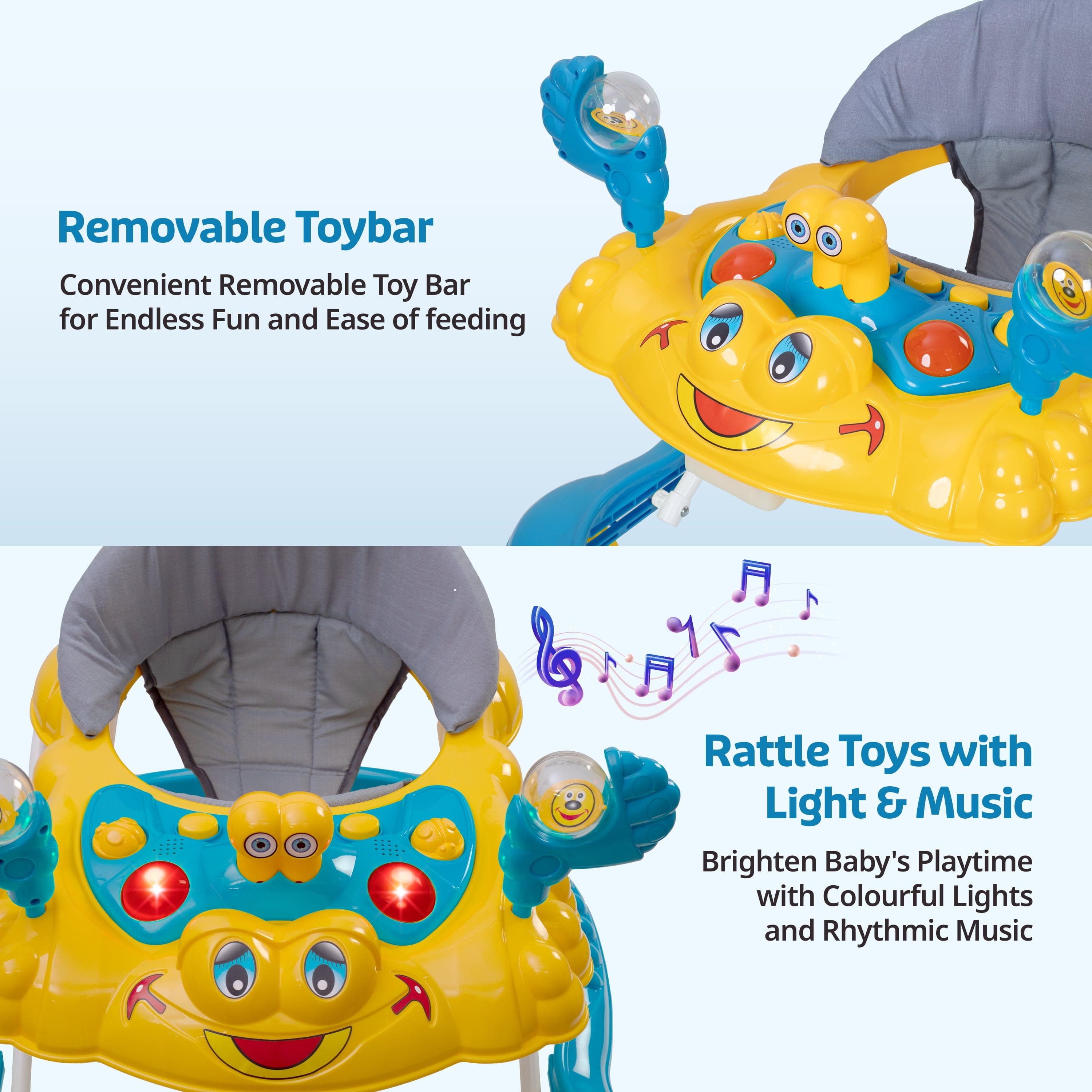 LuvLap Starshine Baby Walker 9+ Months | 3 Level Height Adjustment Walker/Advanced Baby Activity Walker, Blue