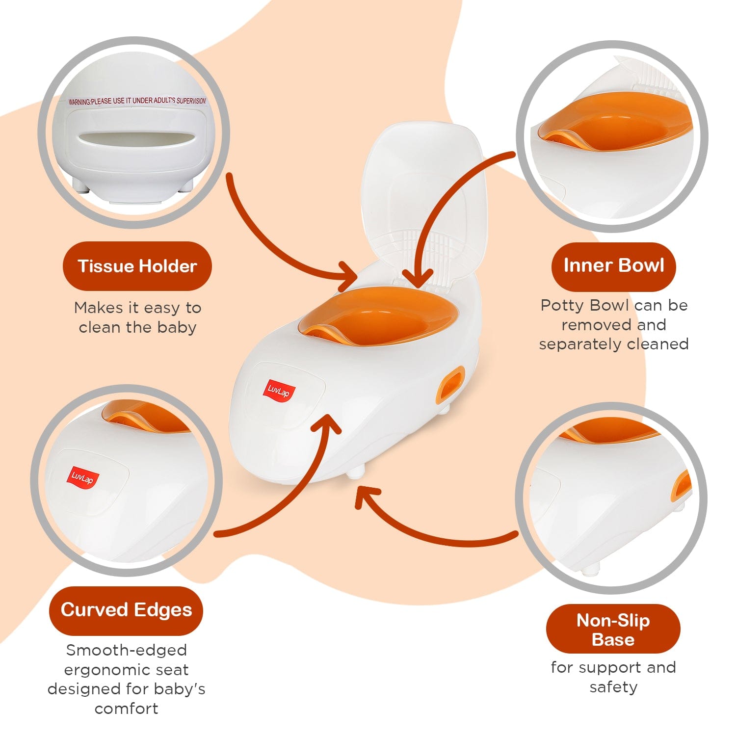 LuvLap Elegant Baby Potty Seat, Orange