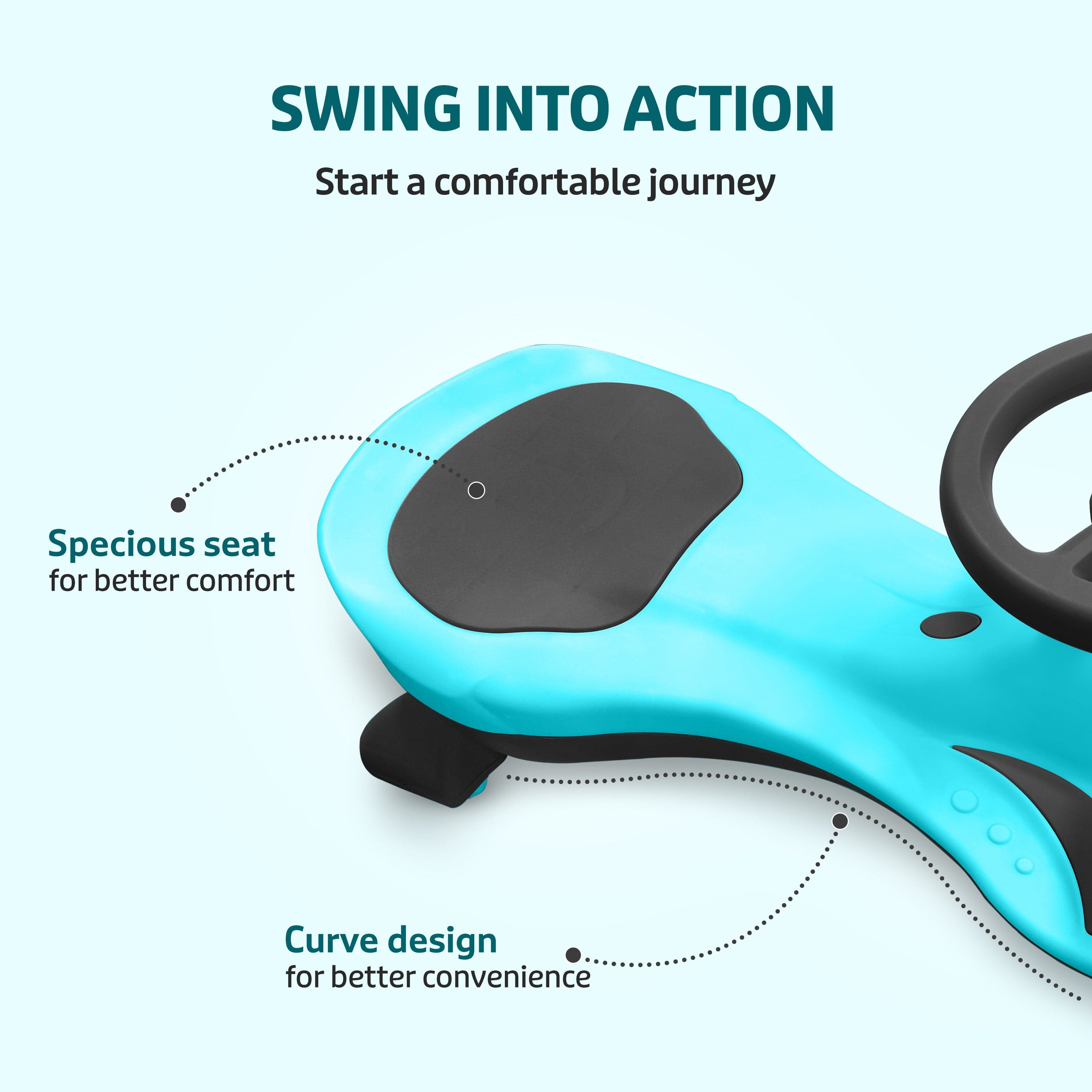LuvLap Sunny Swing Car, Kids Push Car, Magic Car for Kids, Comfortable Seats & Durable, Ride On Magic Car for 3+ Years Baby Boy & Girl, Blue & Black