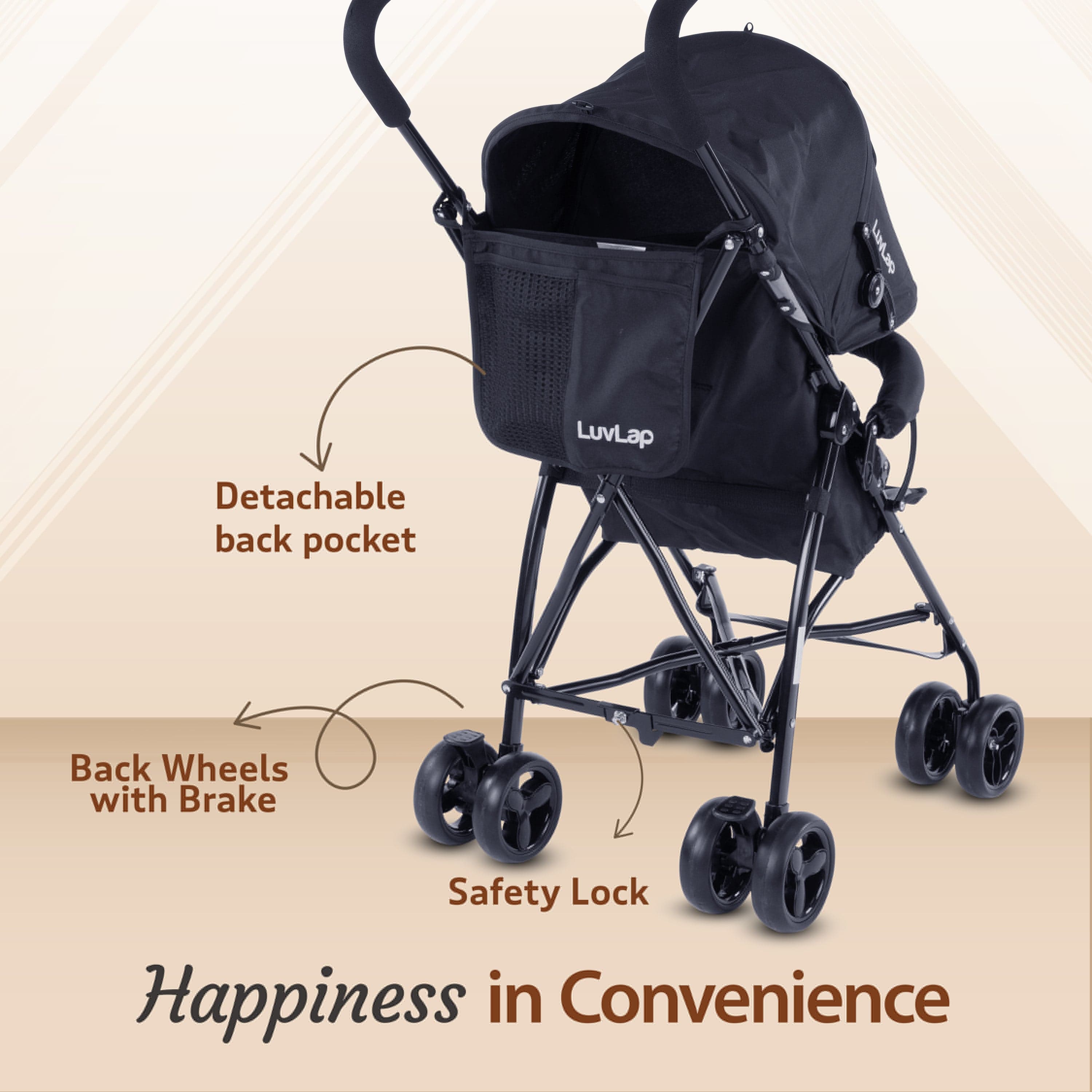 luvlap Tutti Frutti Baby Stroller Buggy, Black