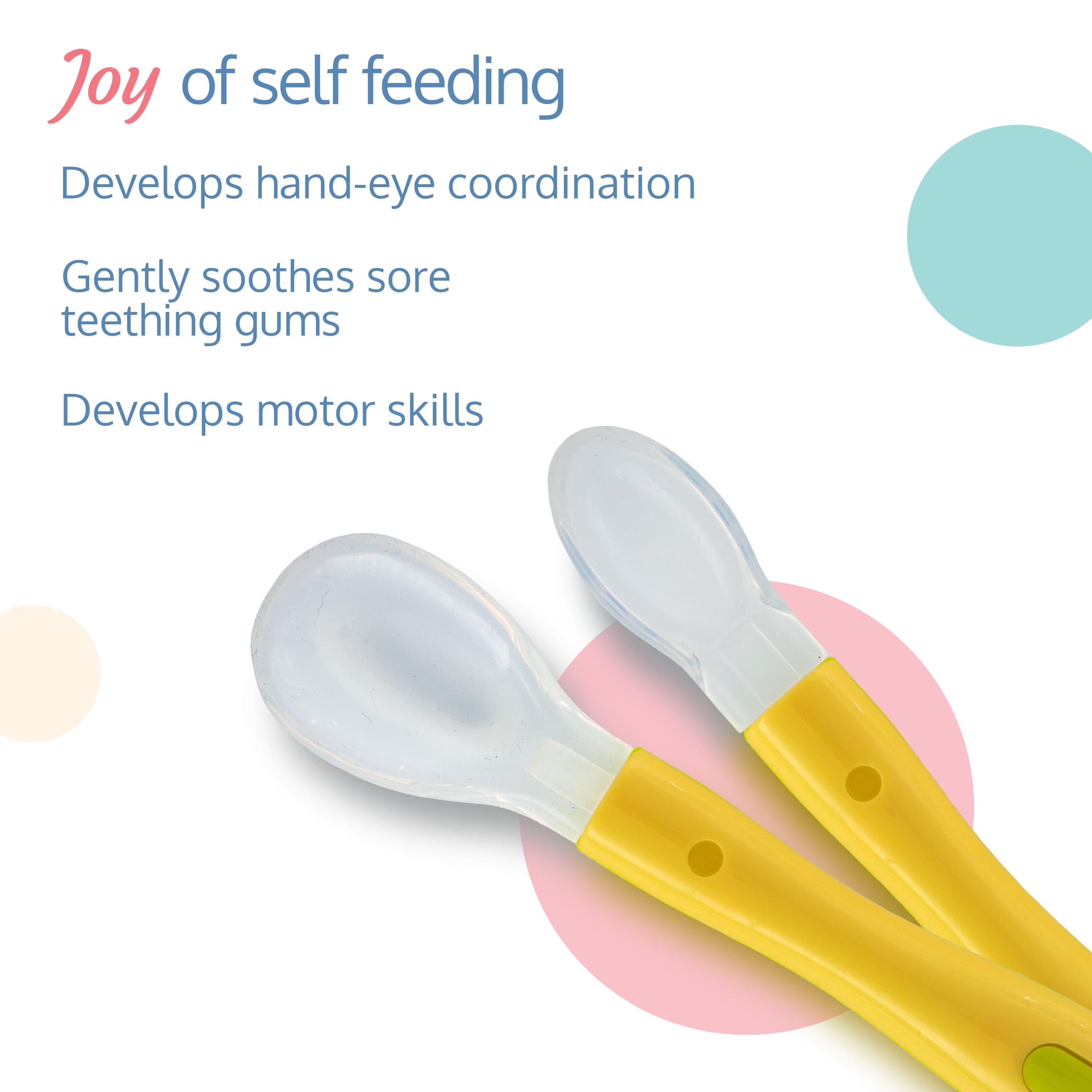 LuvLap Fun Club Baby Silicone Spoon Set, BPA Free, FDA Approved, 2 pcs, Green