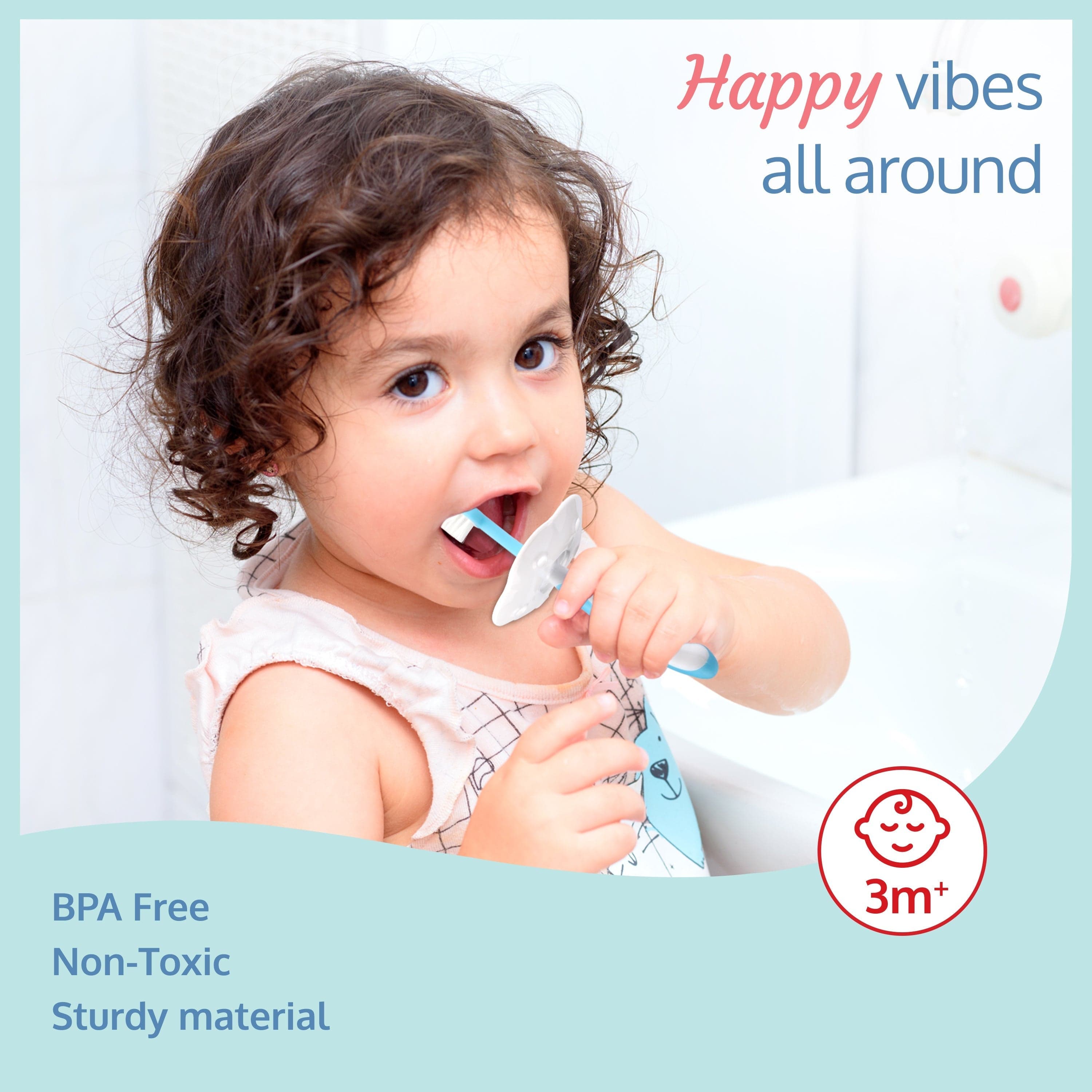 LuvLap Baby Training Toothbrush, 3 Pcs, (White/Blue)