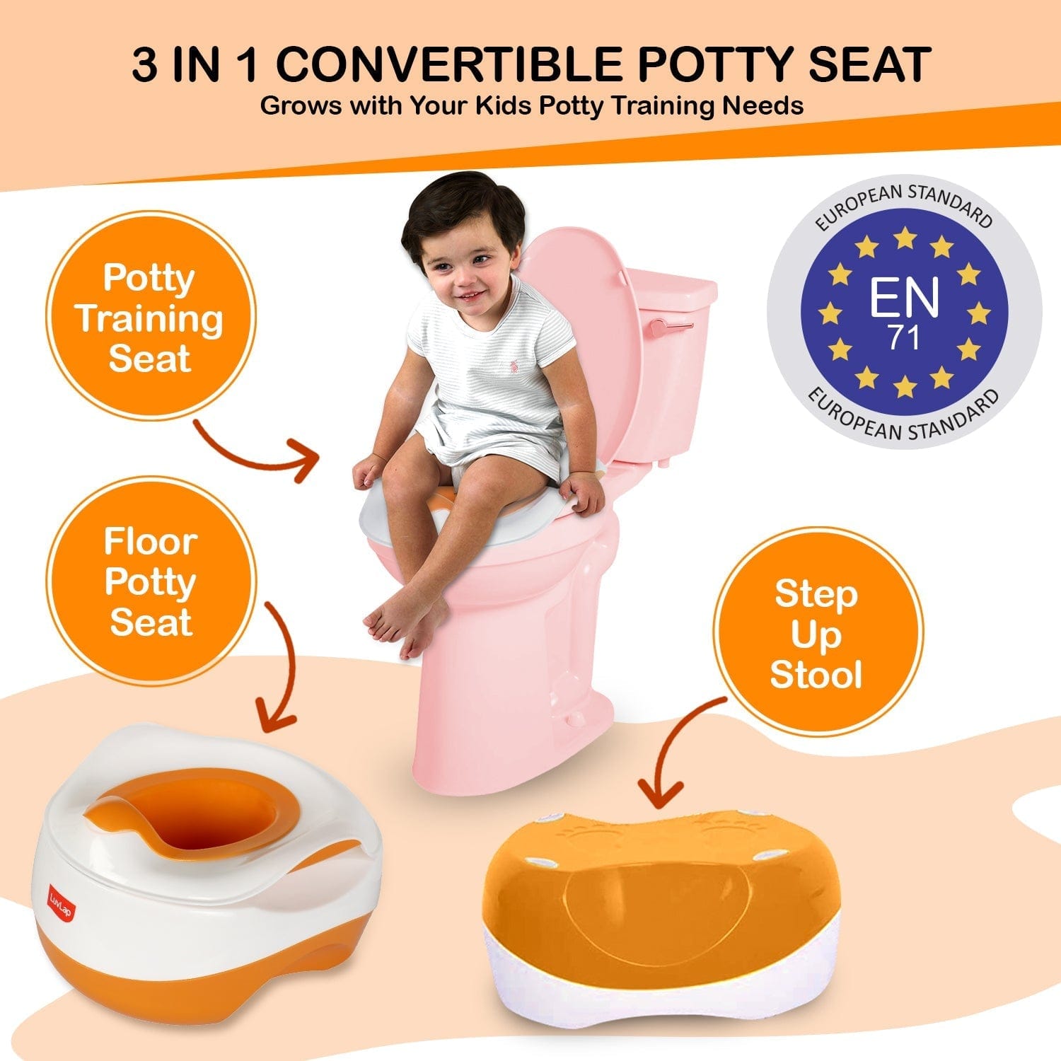 LuvLap Classic Baby Potty Seat, Orange