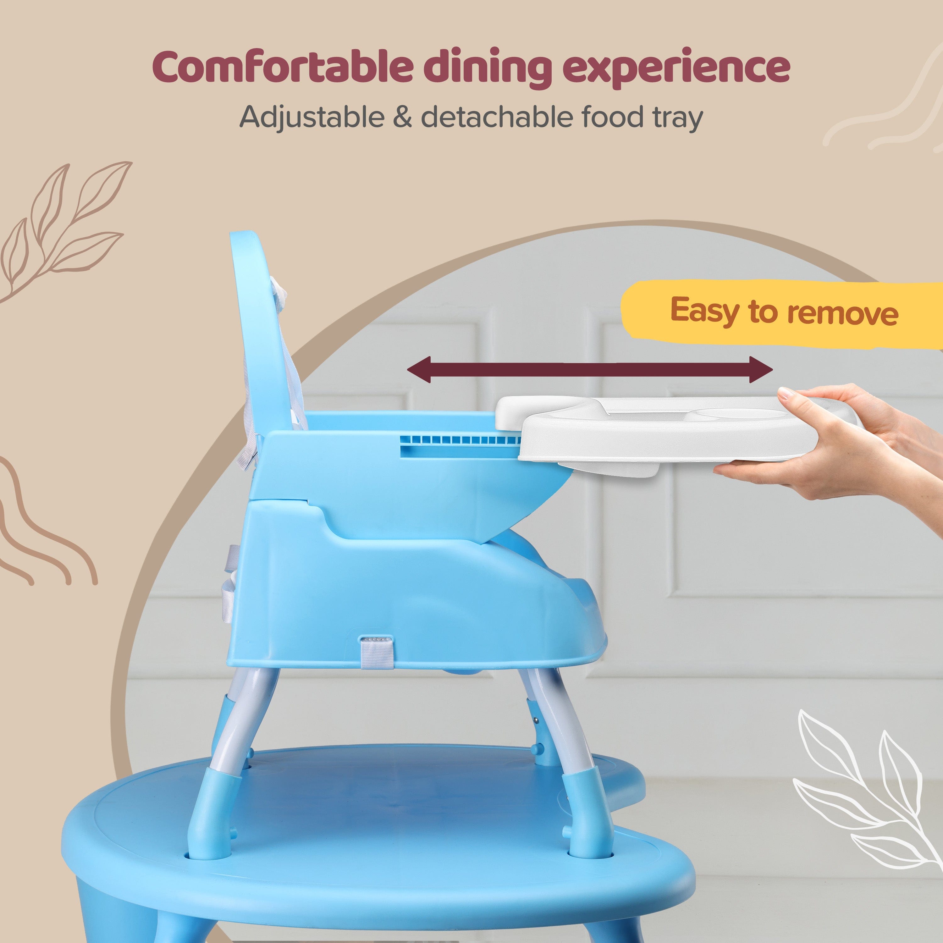 LuvLap 4 in 1 Convertible Baby High Chair with 3 Point Safety Belts, High Chair, Low Chair, Booster Chair and Table for Baby, Removable & Washable Food Tray 6 Months+ (Blue)