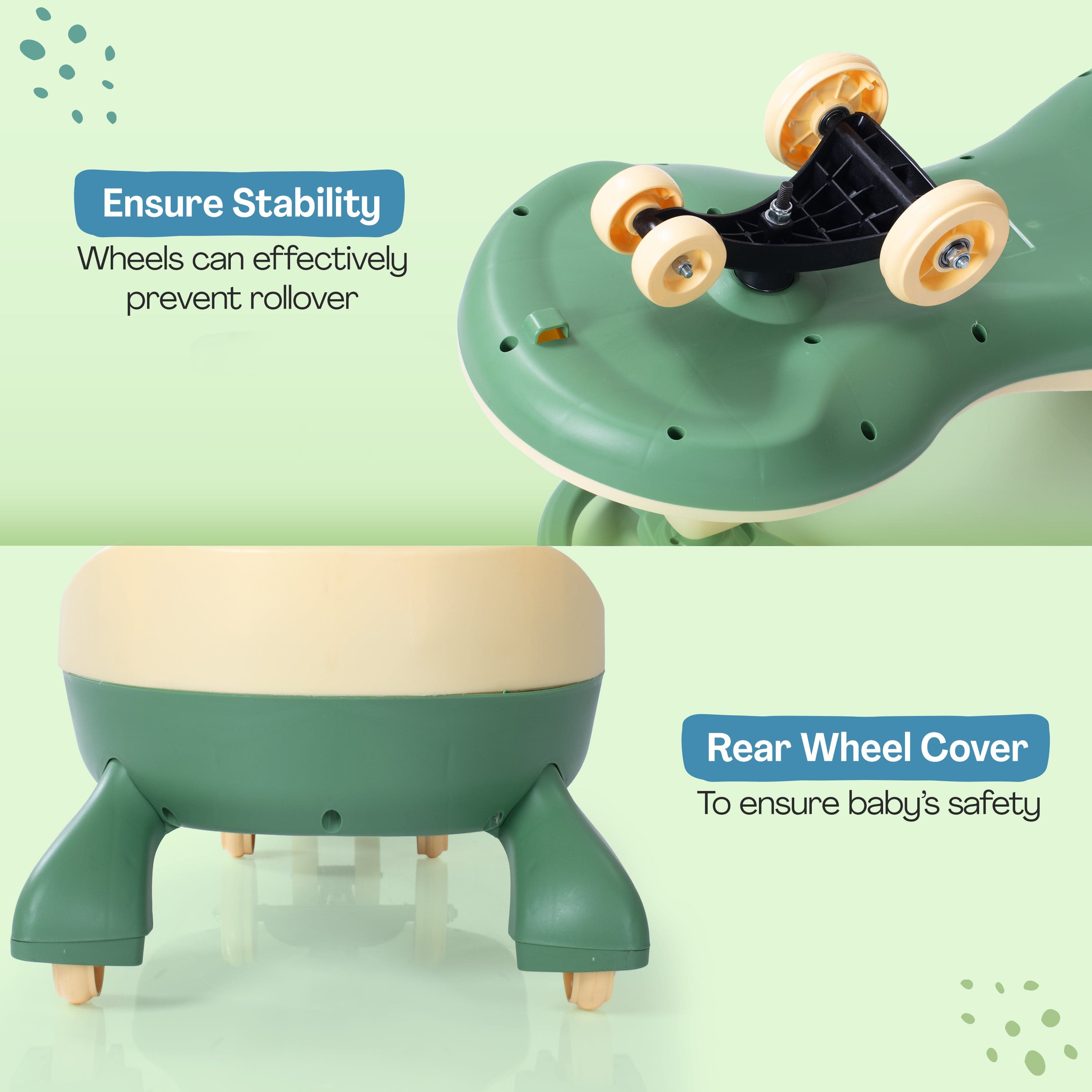 LuvLap Sunny Swing Car, Kids Push Car, Magic Car for Kids, Comfortable Seats & Durable, Ride On Magic Car for 3+ Years Baby Boy & Girl, Beige & Green