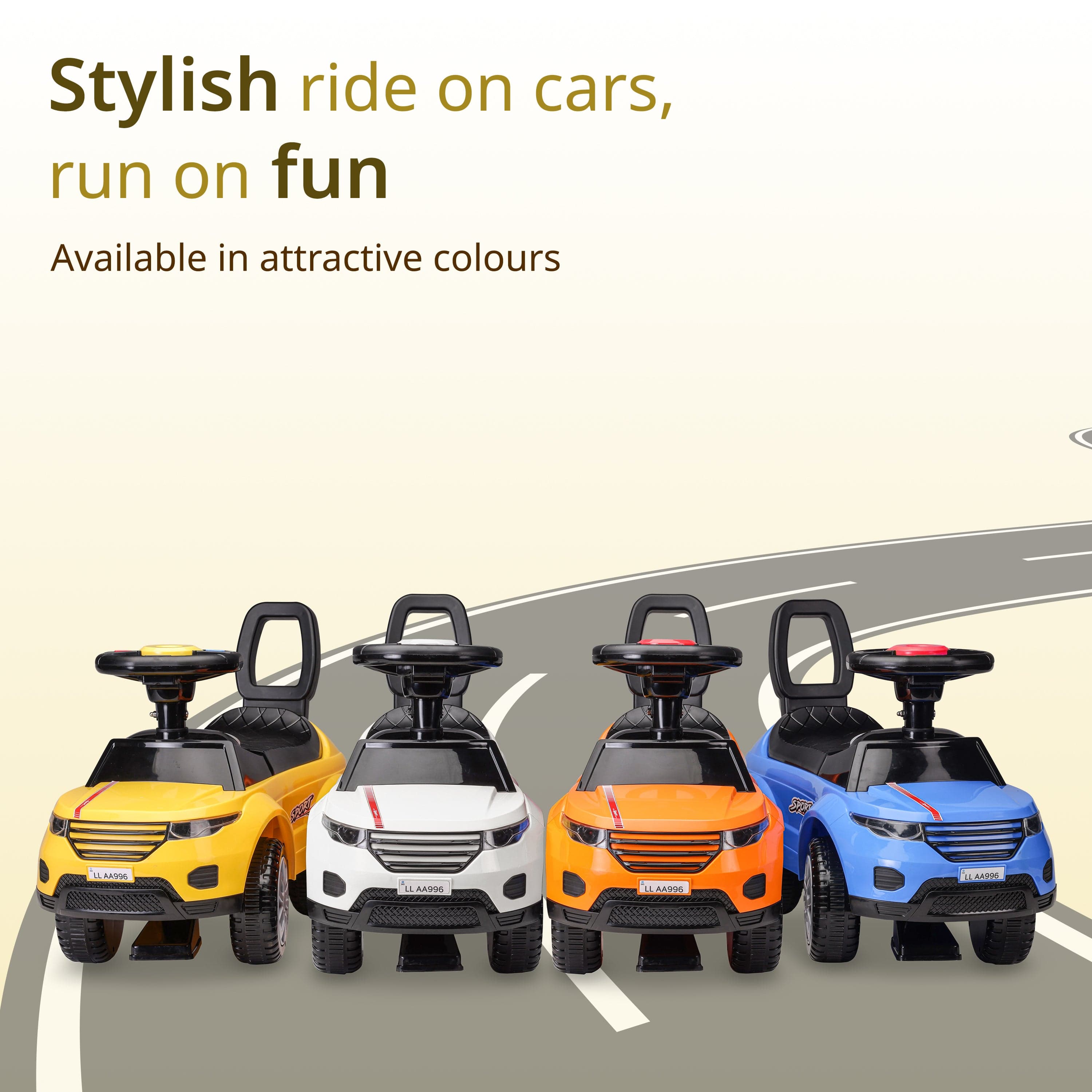 LuvLap Starlight Ride on & Car for Kids with Music & Horn Steering, Push Car for Baby with Backrest, Safety Guard, Under Seat Storage & Big Wheels, Ride on for Kids 1 to 3 Years Upto 25 Kgs (Yellow)