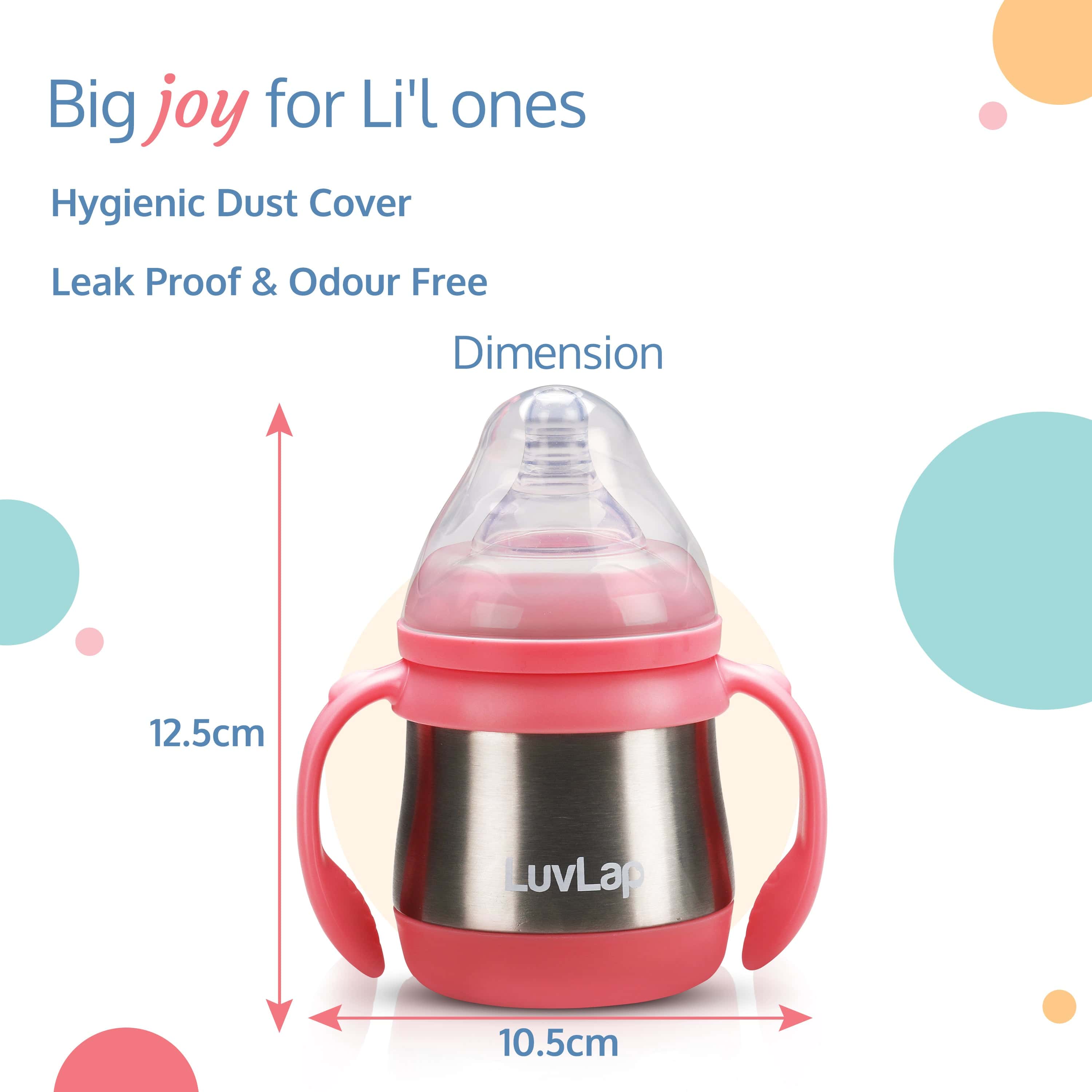 LuvLap Steel Feeding Bottle, Pink, 240 Ml