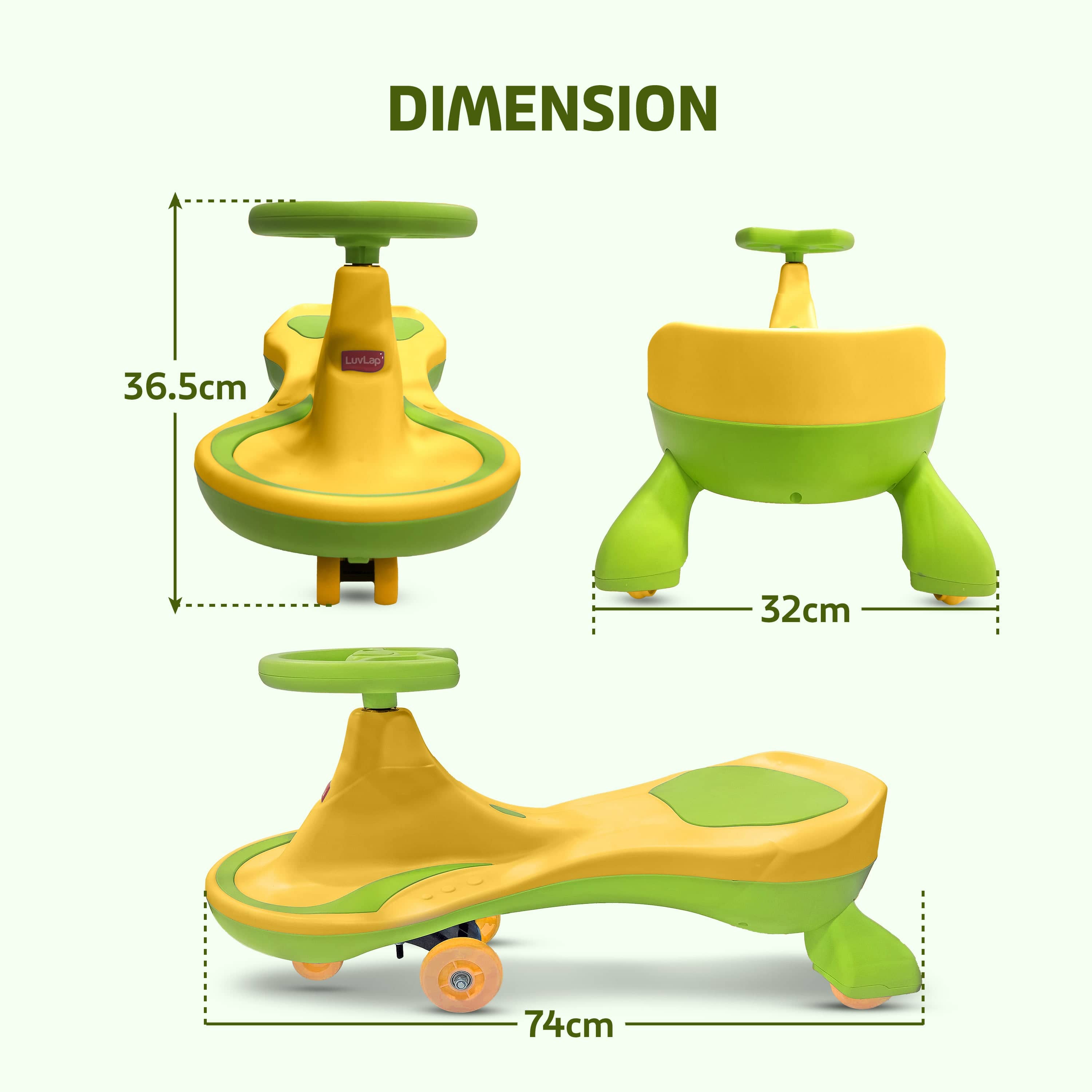 LuvLap Sunny Swing Car, Kids Push Car, Magic Car for Kids, Comfortable Seats & Durable, Ride On Magic Car for 3+ Years Baby Boy & Girl, Yellow