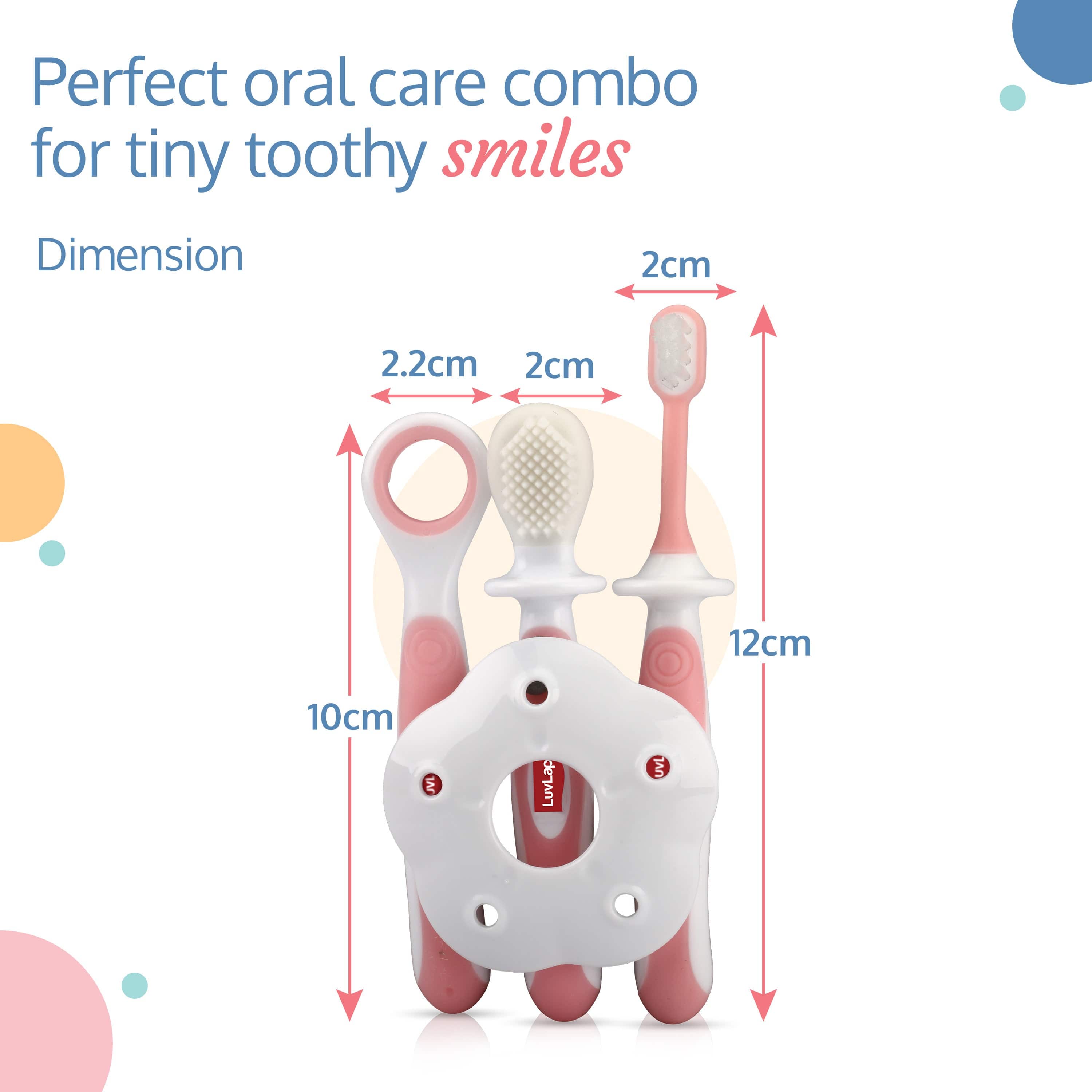 LuvLap Baby Training Toothbrush Set (White/Pink)