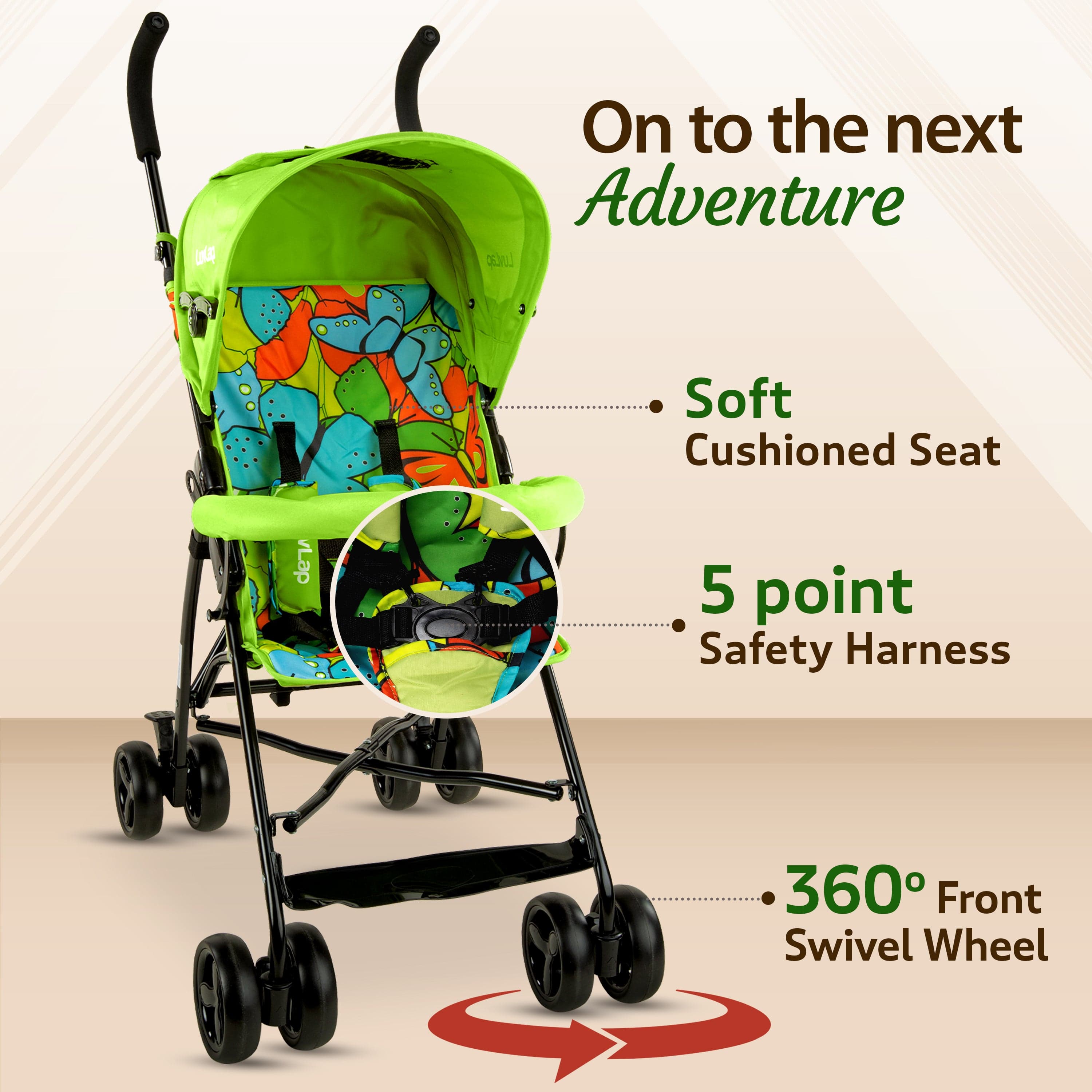 luvlap Tutti Frutti Baby Stroller Buggy, Green