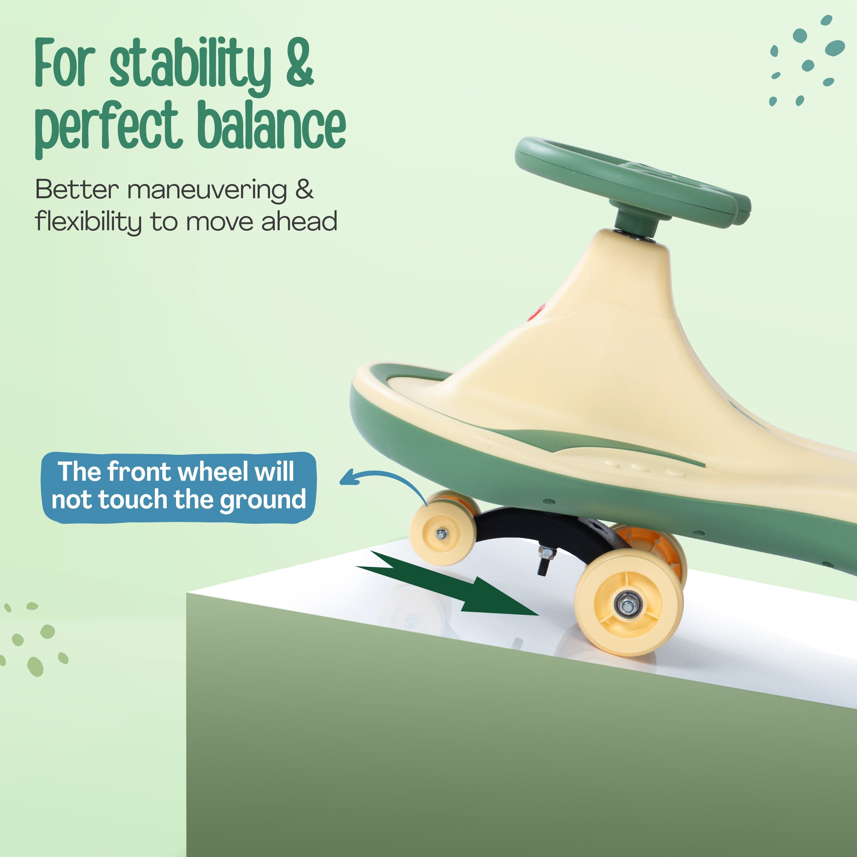 LuvLap Sunny Swing Car, Kids Push Car, Magic Car for Kids, Comfortable Seats & Durable, Ride On Magic Car for 3+ Years Baby Boy & Girl, Beige & Green