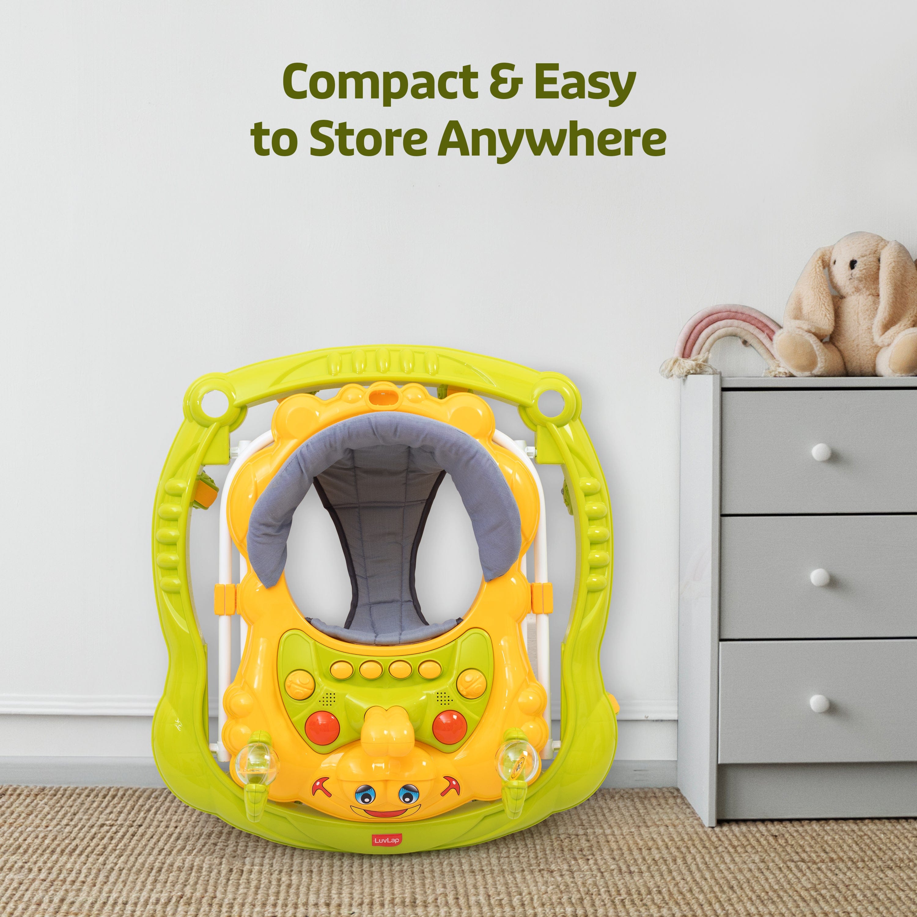 LuvLap Starshine Baby Walker 9+ Months | 3 Level Height Adjustment Walker/Advanced Baby Activity Walker, Green