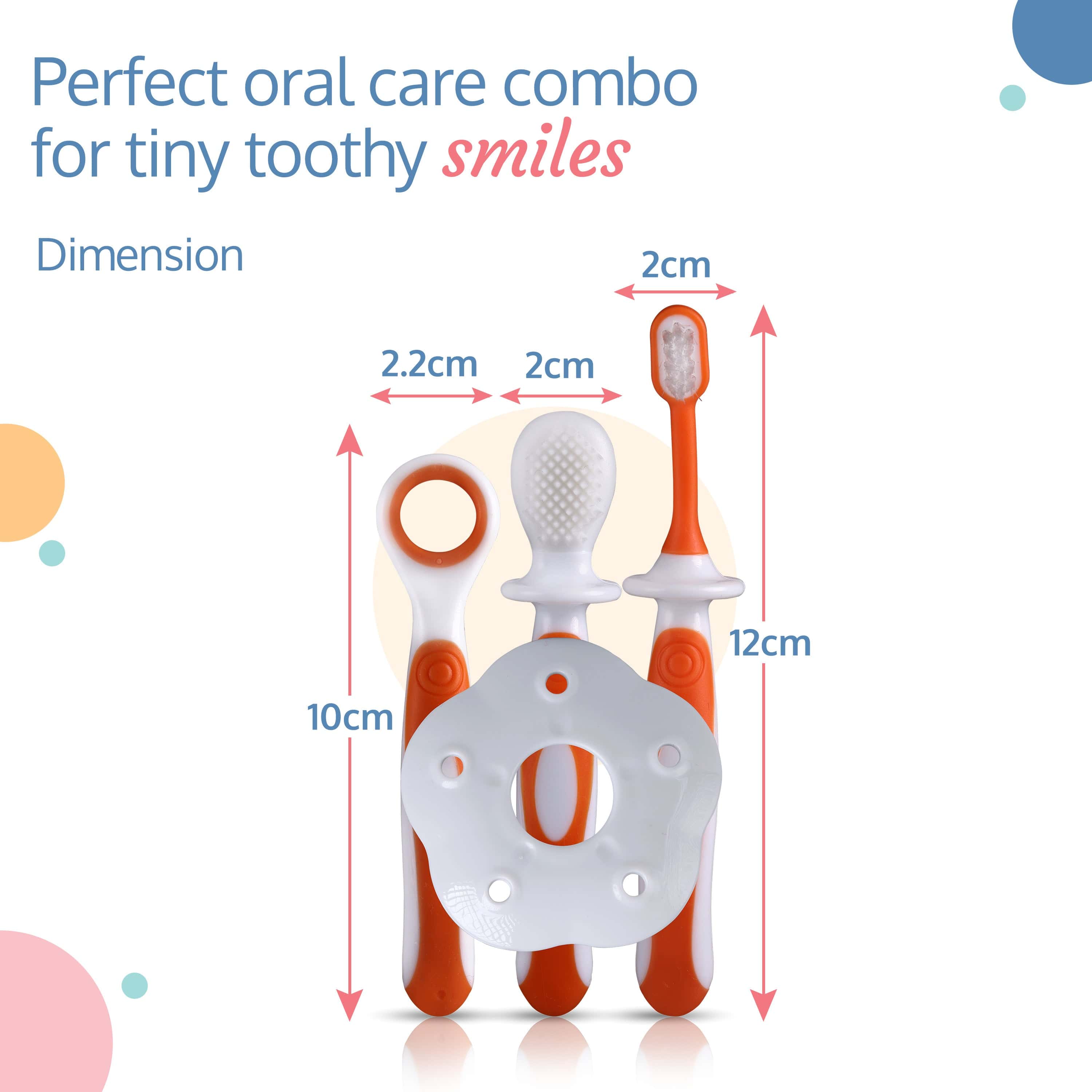 LuvLap Baby Training Toothbrush Set Of 3 (White/Orange)