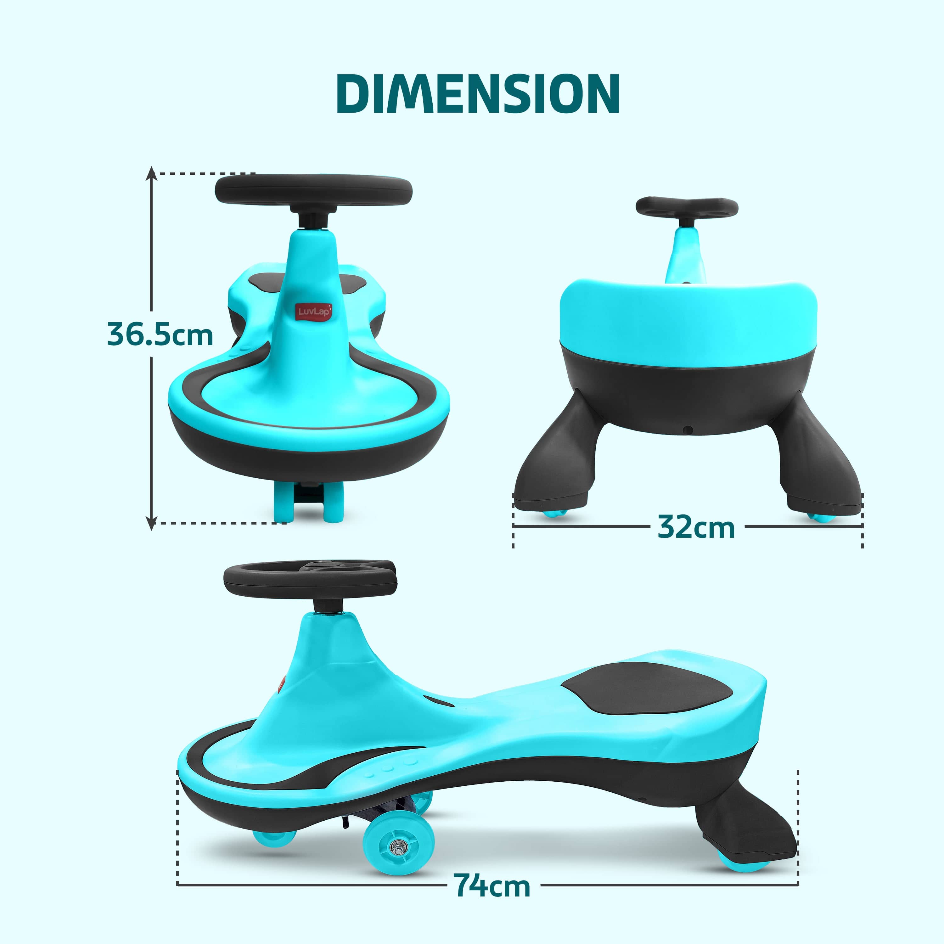 LuvLap Sunny Swing Car, Kids Push Car, Magic Car for Kids, Comfortable Seats & Durable, Ride On Magic Car for 3+ Years Baby Boy & Girl, Blue & Black