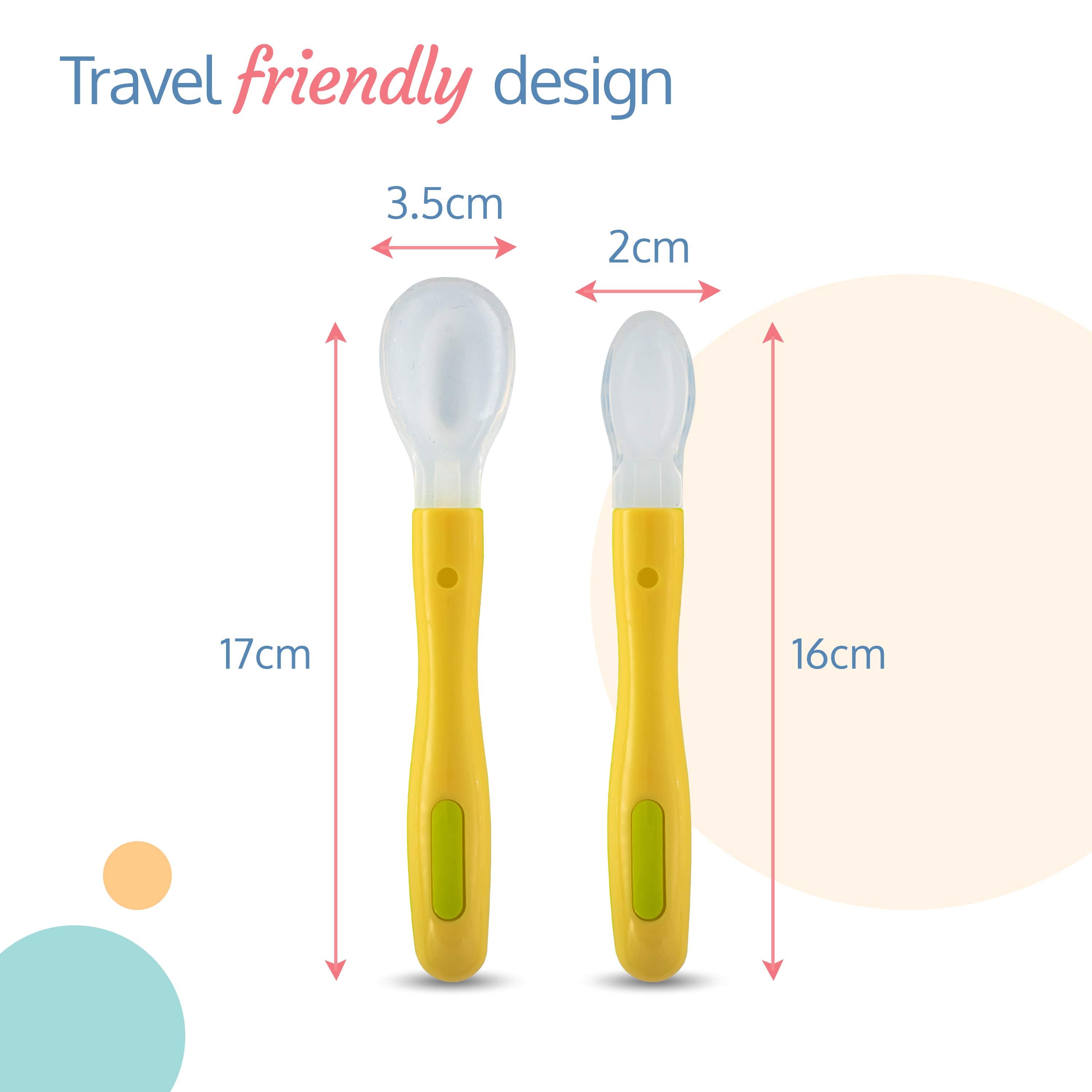 LuvLap Fun Club Baby Silicone Spoon Set, BPA Free, FDA Approved, 2 pcs, Green
