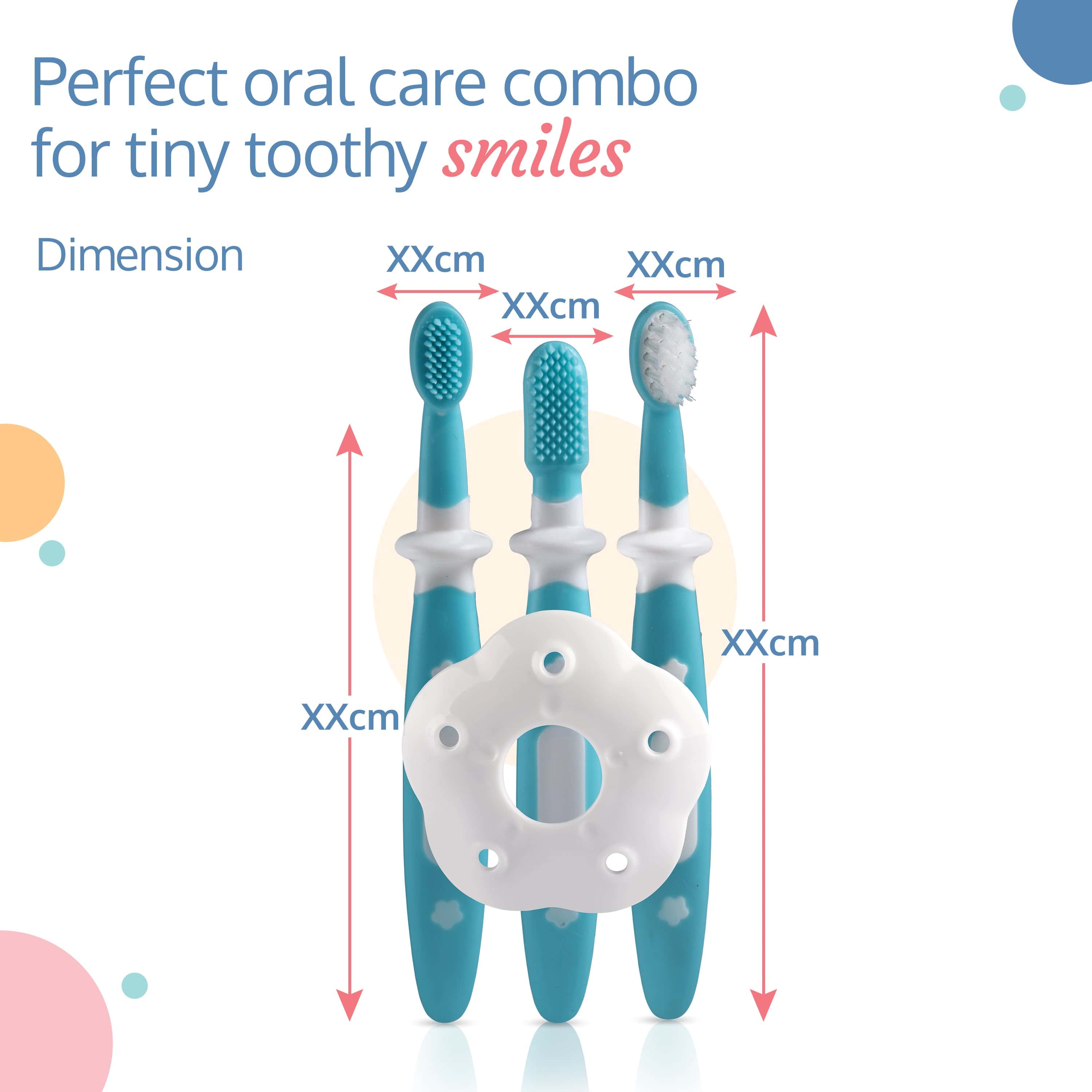 LuvLap Baby 3 Stage Training Toothbrush Set (Blue)