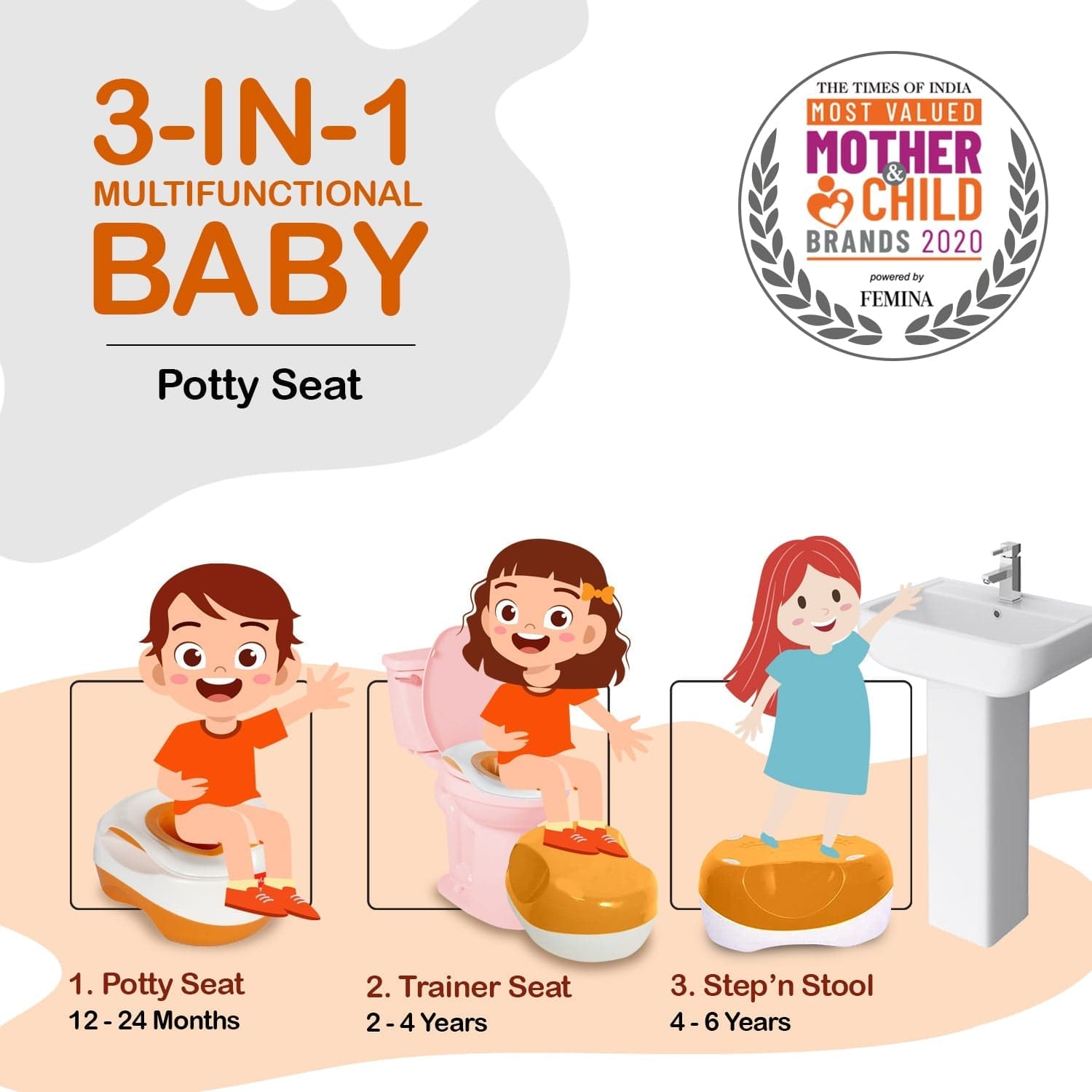 LuvLap Classic Baby Potty Seat, Orange