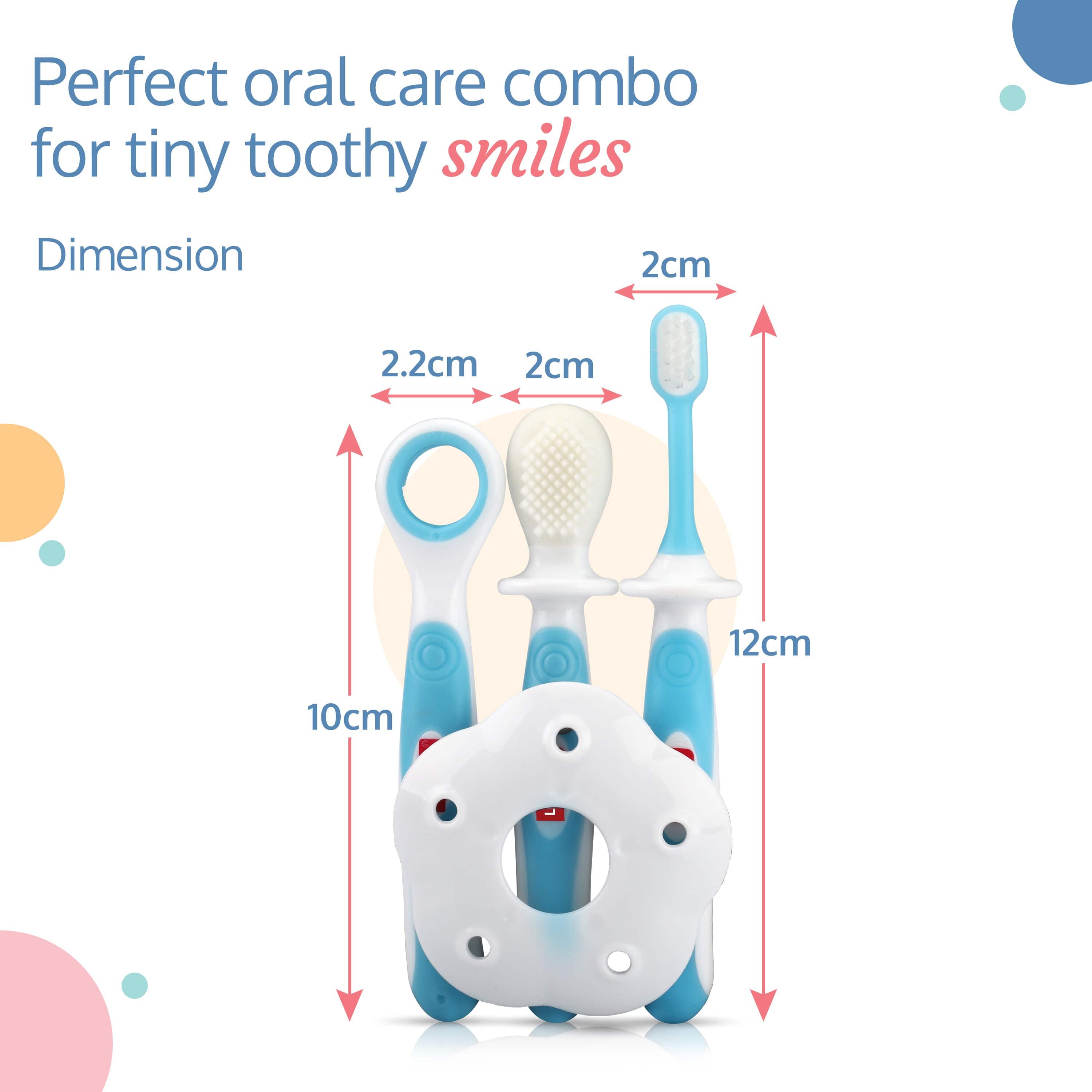 LuvLap Baby Training Toothbrush, 3 Pcs, (White/Blue)
