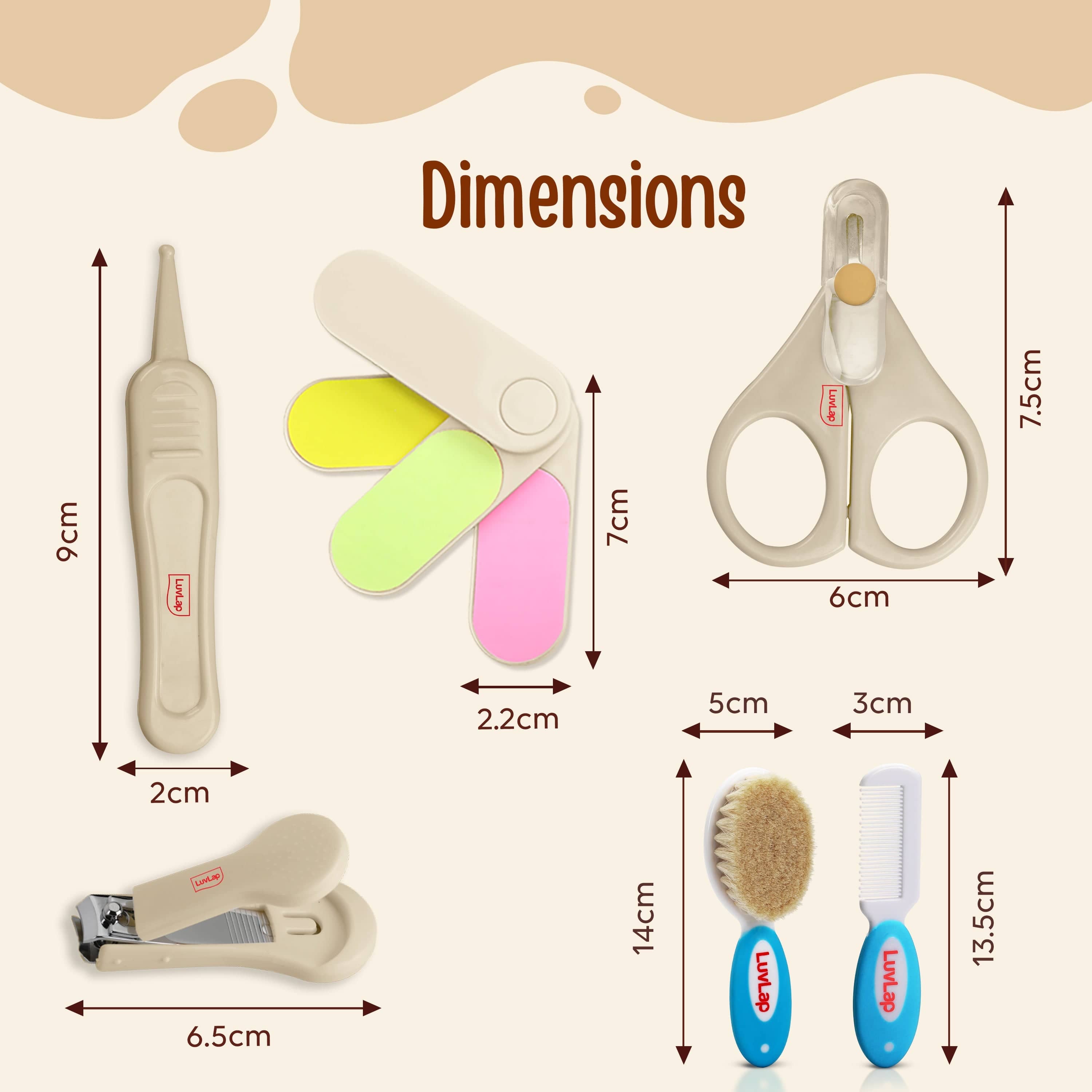 LuvLap Baby Nail & Hair Grooming Set, Contains 4pcs Nail Grooming Kit & Hair Grooming Natural, Baby Comb & Brush Set with Soft bristles, Baby Nail Cutter, New Born Grooming Kit, 0m+