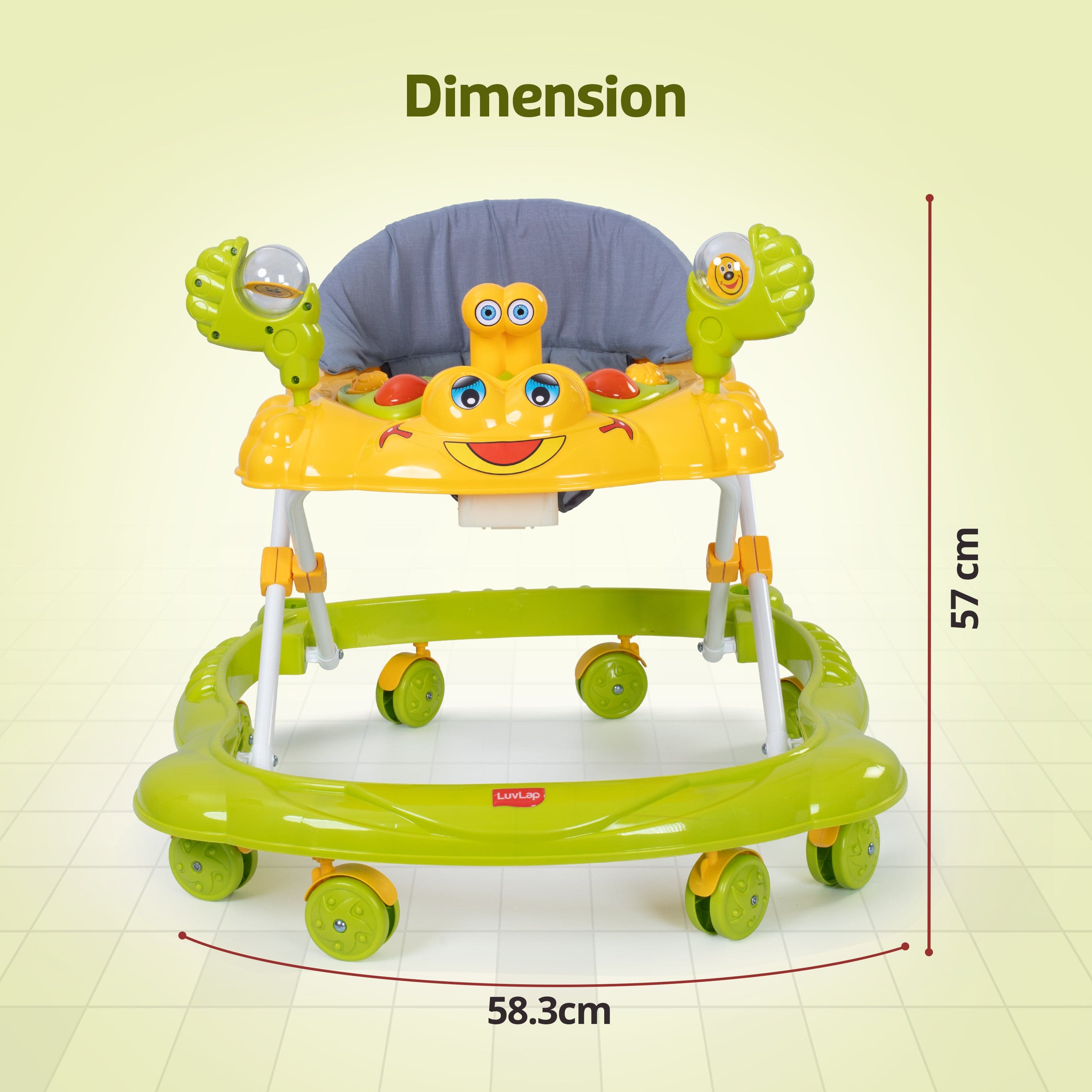 LuvLap Starshine Baby Walker 9+ Months | 3 Level Height Adjustment Walker/Advanced Baby Activity Walker, Green