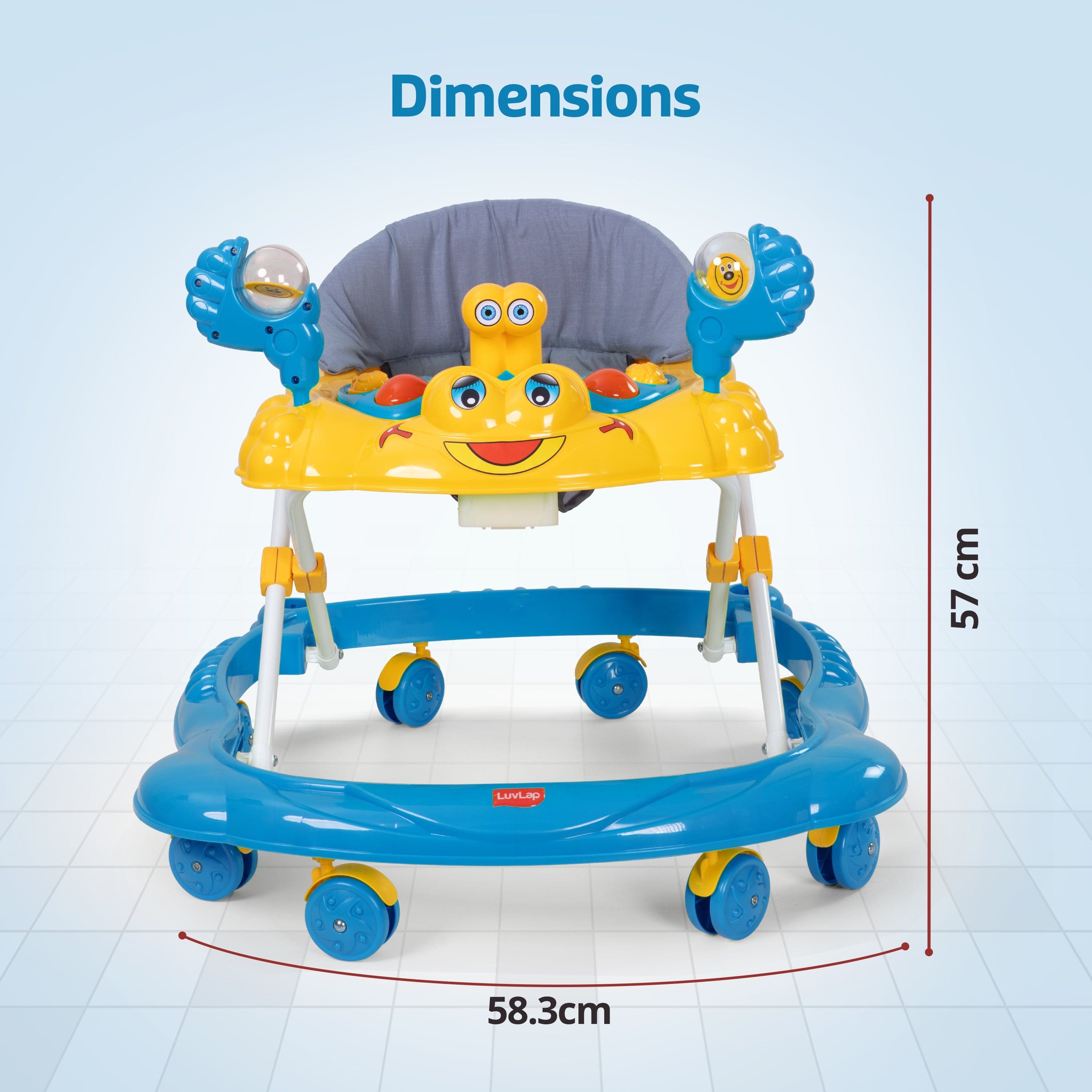 LuvLap Starshine Baby Walker 9+ Months | 3 Level Height Adjustment Walker/Advanced Baby Activity Walker, Blue