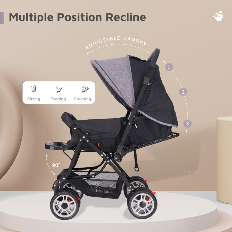 Lollipop Lite Stroller - Travel Friendly, Easy To Fold, Reversible Handle, Wheel Lock, Adjustable Leg Rest