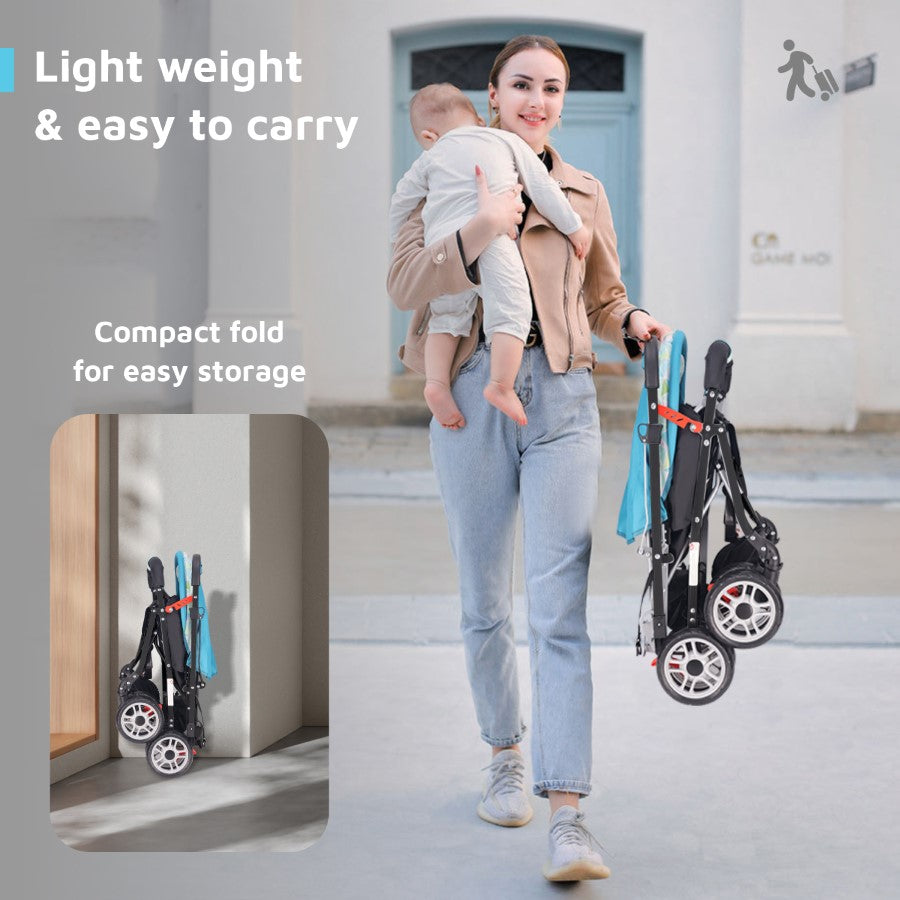 Lollipop Lite Stroller - Travel Friendly, Easy To Fold, Reversible Handle, Wheel Lock, Adjustable Leg Rest