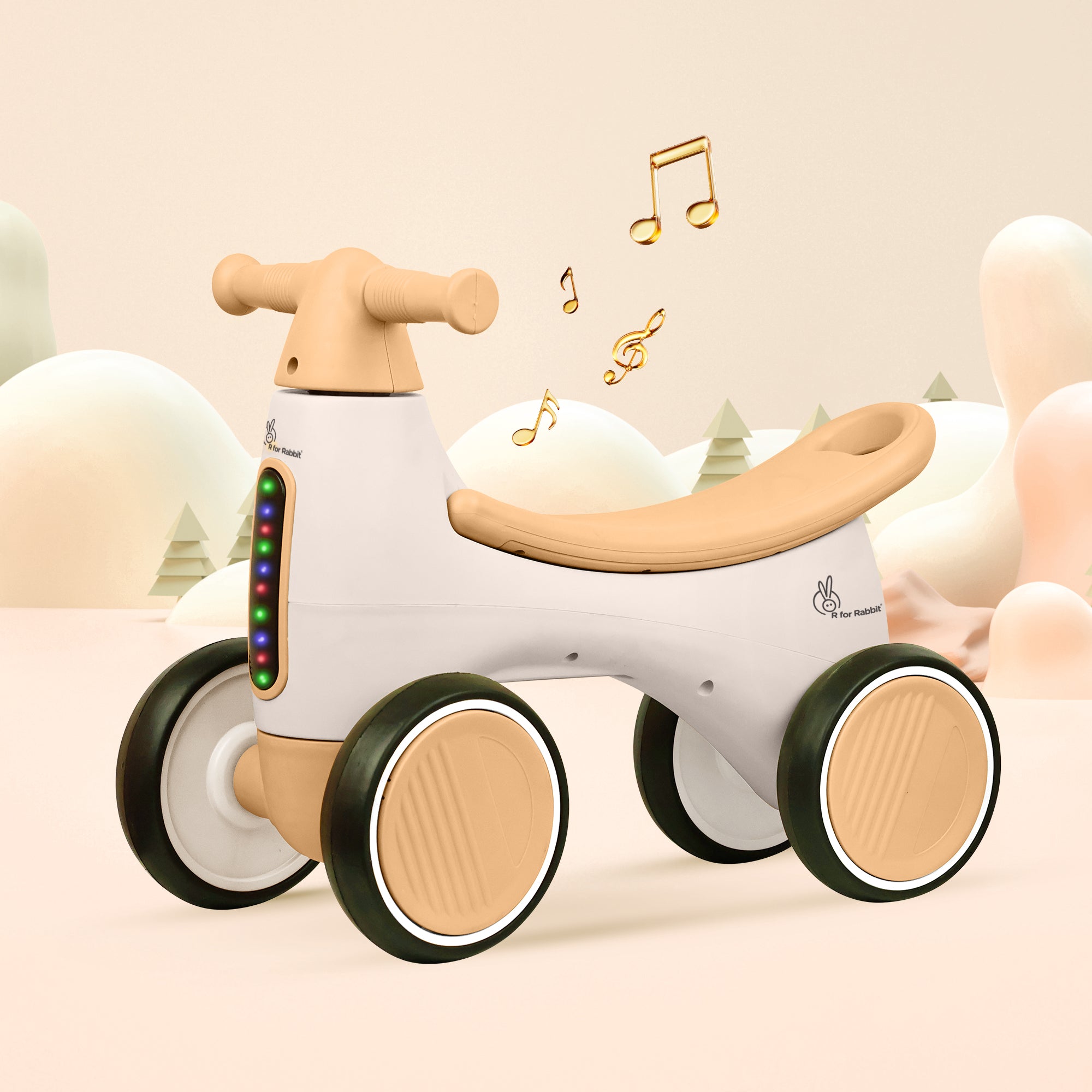 R for Rabbit Speedster Glider Baby Ride On Car – Fun Push Ride with Music, LED Lights, Toy Storage & EVA Wheels