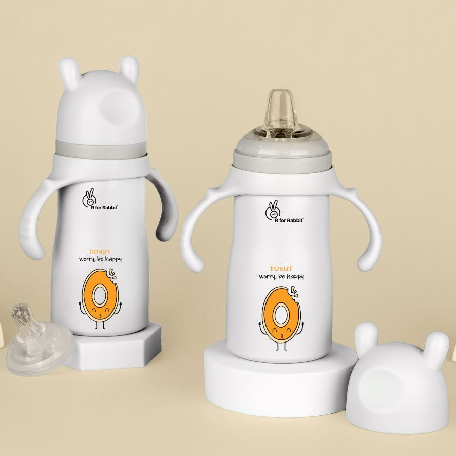 R for Rabbit Steebo Fusion Spout Cup Stainless Steel Bottle For Kids, 270ml Leak Proof