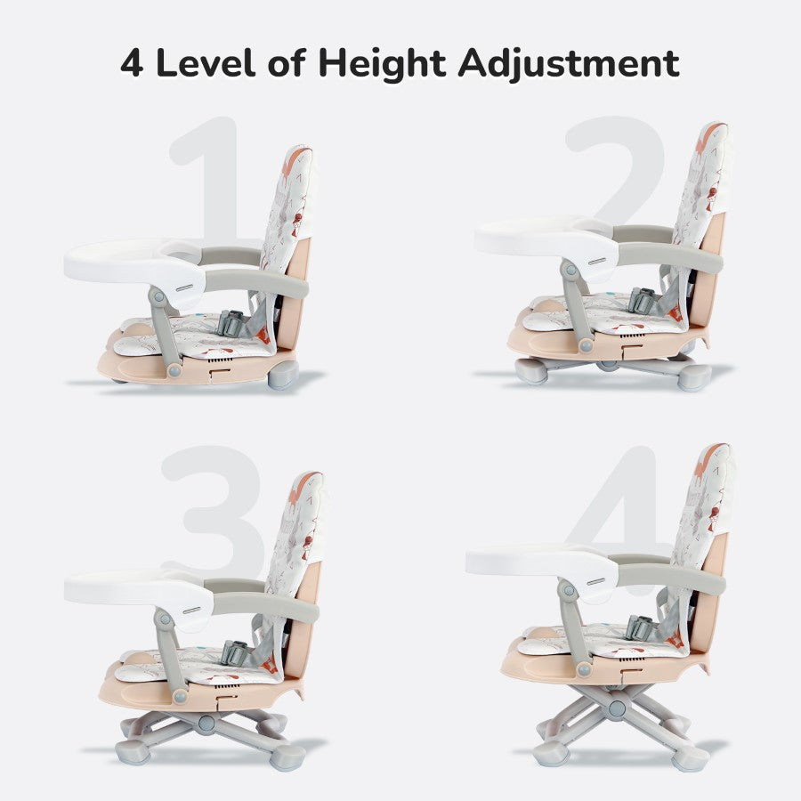 R for Rabbit Candy Pop Booster Chair - 4 Level Height Adjustment, Light Weight, Travel Friendly