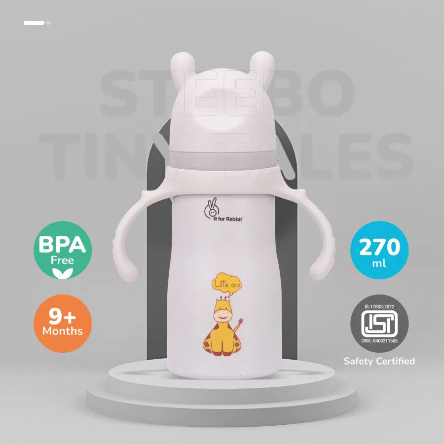 R for Rabbit Steebo Tiny Tales 2 in 1 Spout and Straw Sipper Stainless Steel Bottle For Kids 270ml