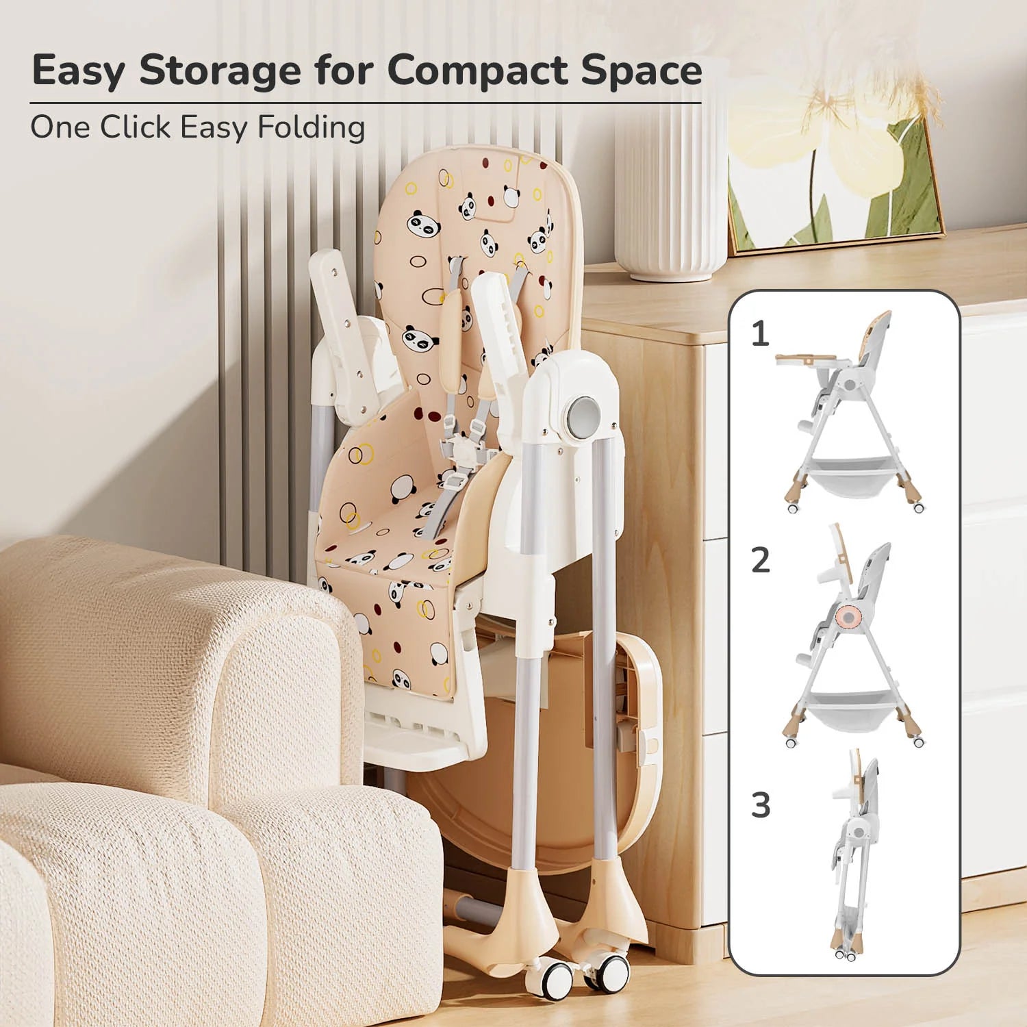 R for Rabbit Marshmallow High Chair - 7 Level Height Adjustment, 3 Recline Modes, Adjustable & Removable Double Meal Tray, 6 months-5 years