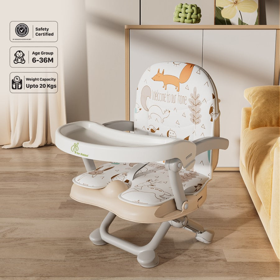 R for Rabbit Candy Pop Booster Chair - 4 Level Height Adjustment, Light Weight, Travel Friendly