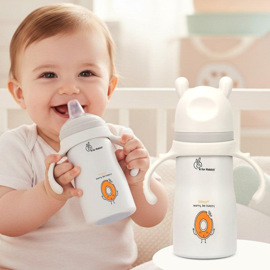 R for Rabbit Steebo Fusion Spout Cup Stainless Steel Bottle For Kids, 270ml Leak Proof