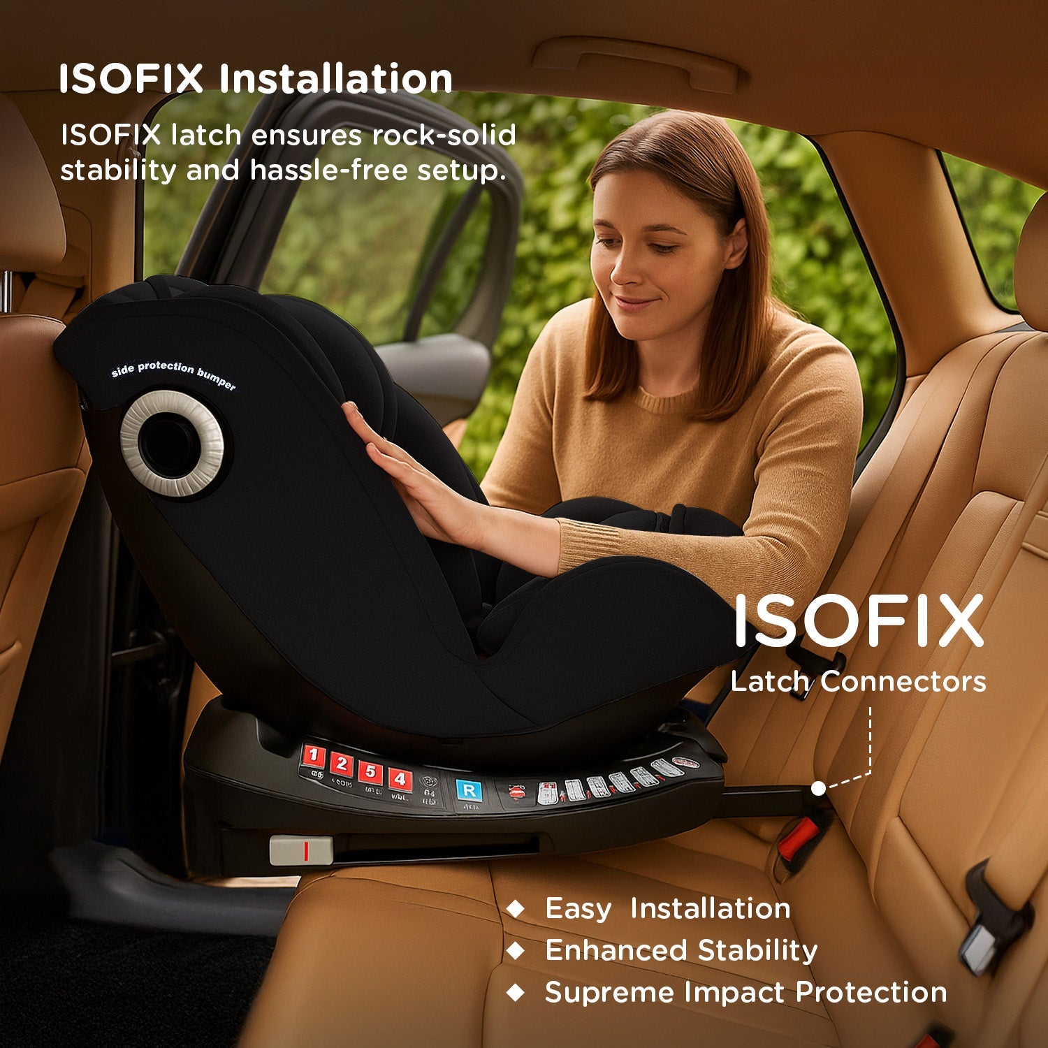 360°  Black Rotating Convertible Car Seat*