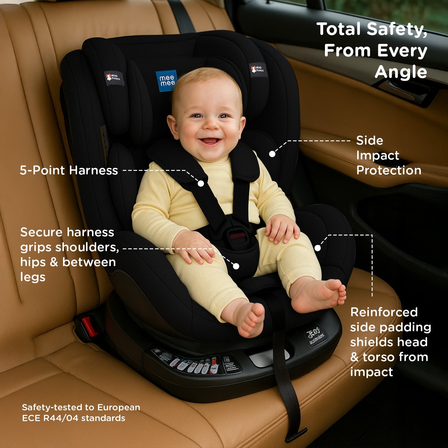 360°  Black Rotating Convertible Car Seat*