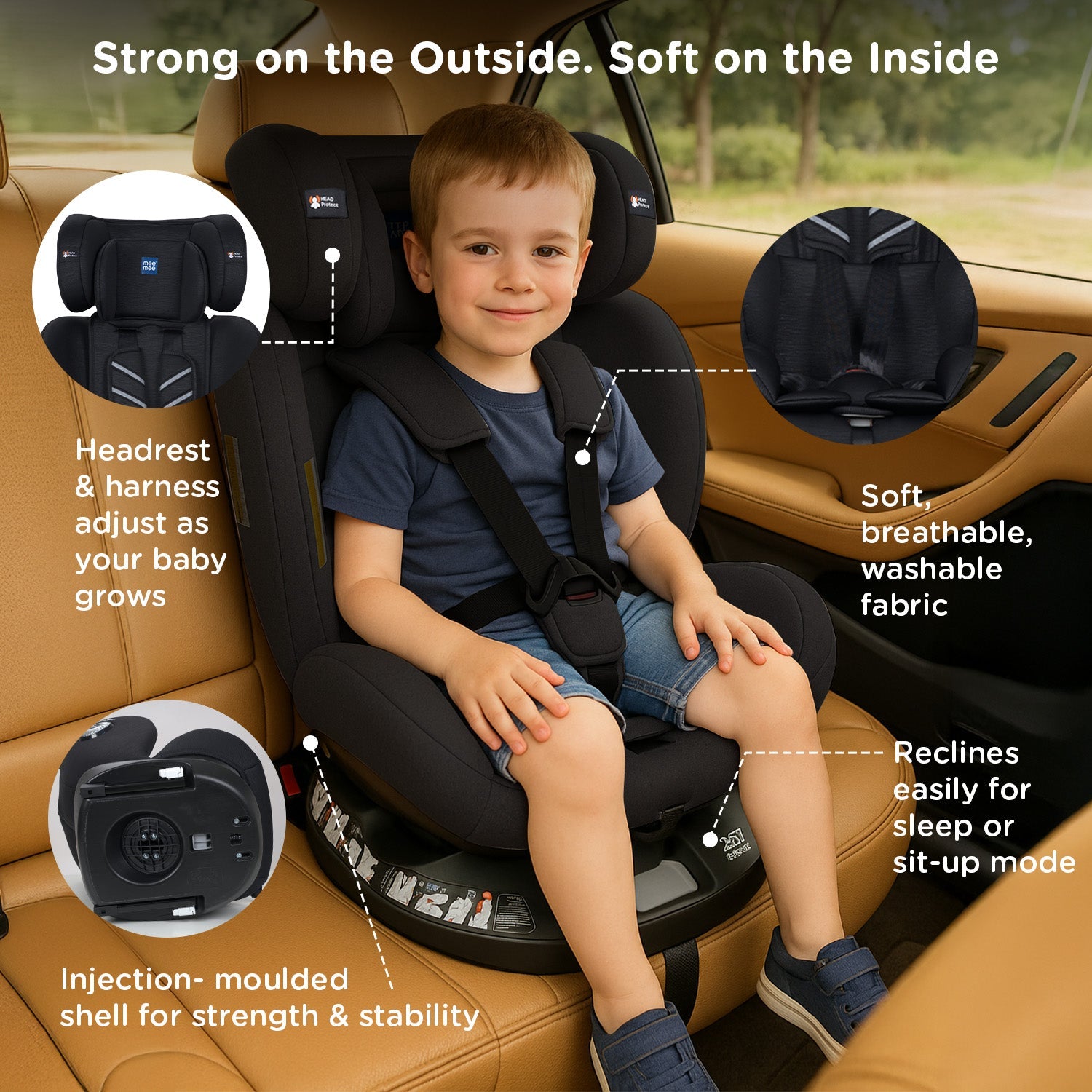 360°  Black Rotating Convertible Car Seat*