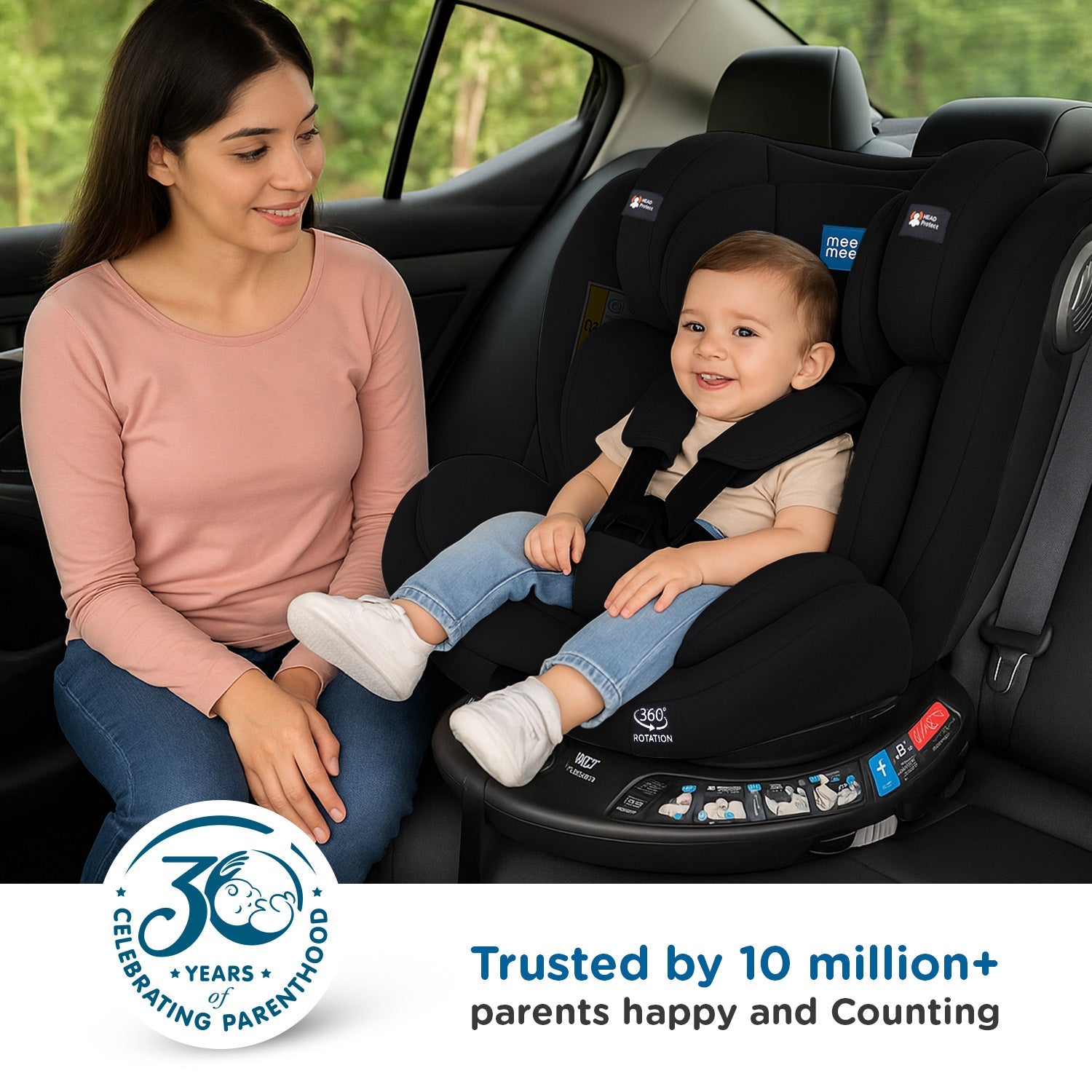 360°  Black Rotating Convertible Car Seat*
