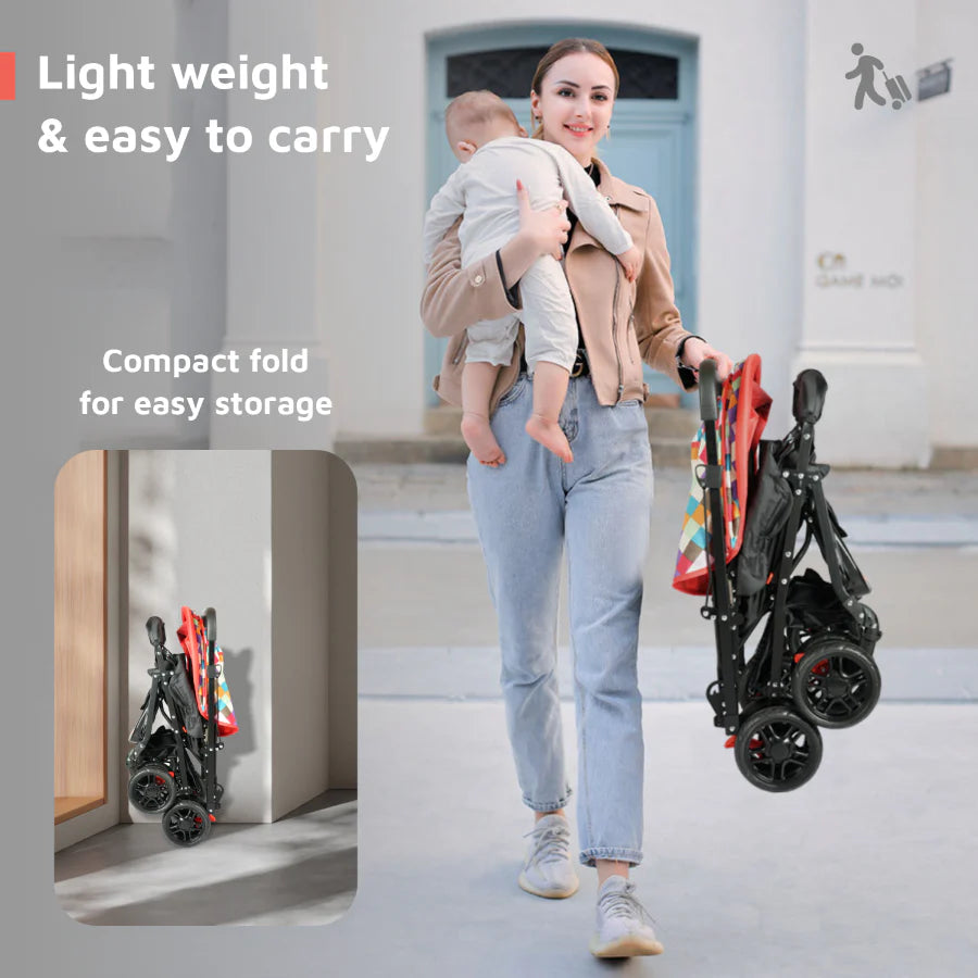 R for Rabbit Lollipop Lite Stroller - Travel Friendly, Easy To Fold, Reversible Handle, Wheel Lock, Adjustable Leg Rest