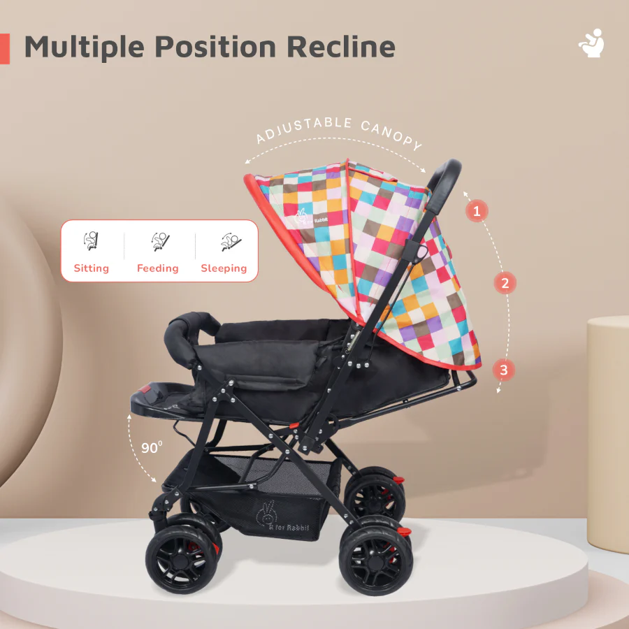 R for Rabbit Lollipop Lite Stroller - Travel Friendly, Easy To Fold, Reversible Handle, Wheel Lock, Adjustable Leg Rest