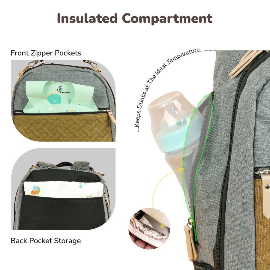 R for Rabbit Caramello Truffle – Large Capacity Diaper Bag with Stroller Attachment