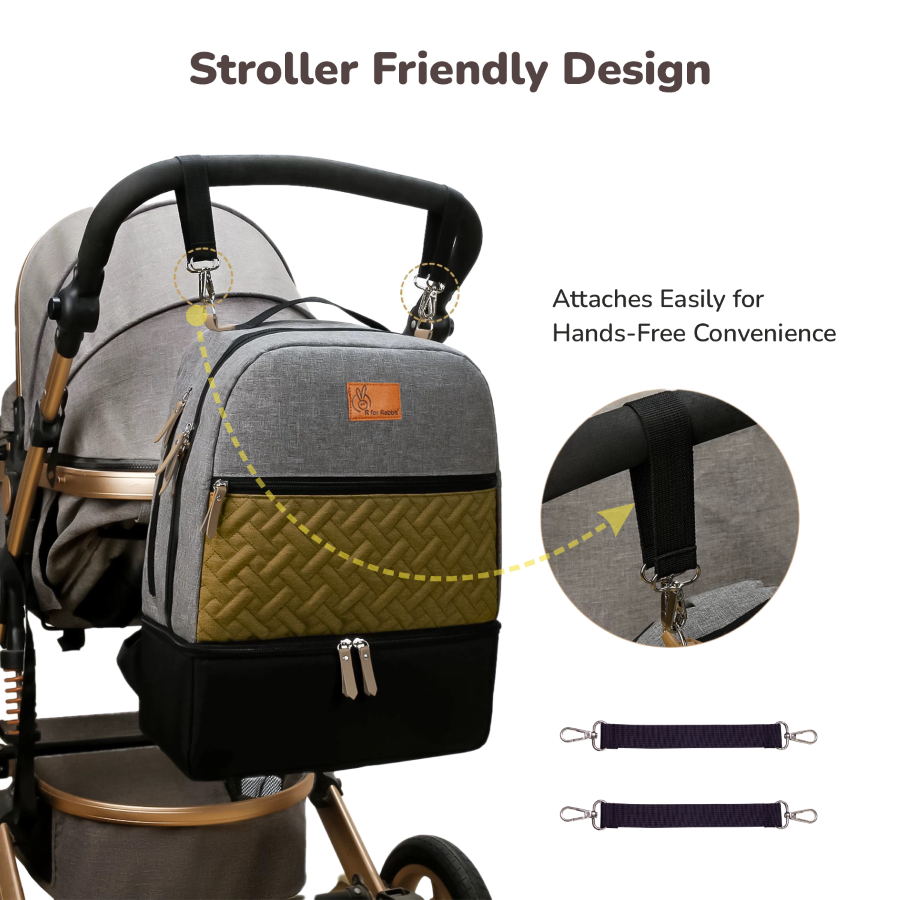 R for Rabbit Caramello Truffle – Large Capacity Diaper Bag with Stroller Attachment