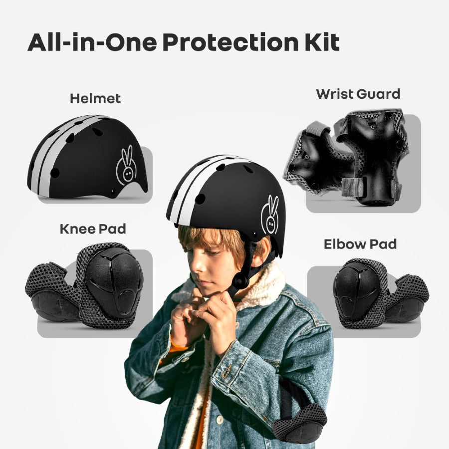 R for Rabbit Safe Play Protective Gear Set for Kids – Helmet, Knee, Elbow & Wrist Pads (Age 3–7 Years)