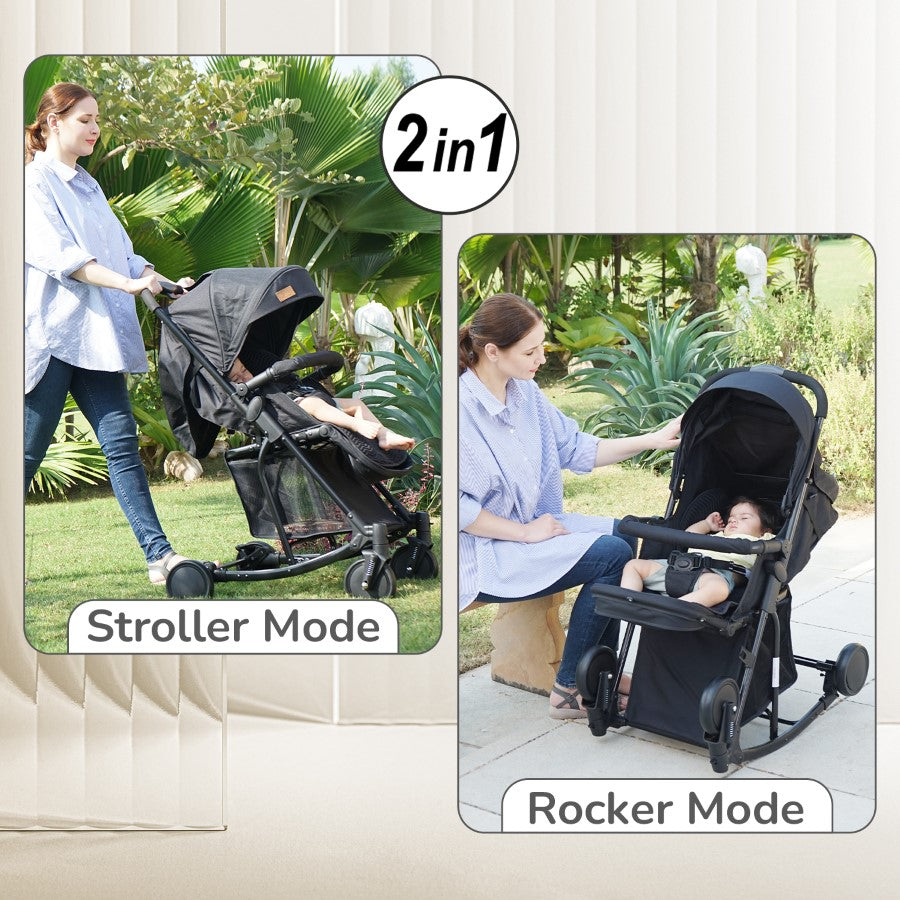 Rock N Roll - 2 In 1 Baby Stroller Cum Rocker, Light Weight, Compact Travel friendly, One Hand Fold