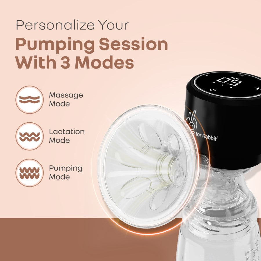 R for Rabbit First Feed Nexa Breast Pump for Moms - BPA-Free & Travel Friendly with 3 Modes & 9 Levels