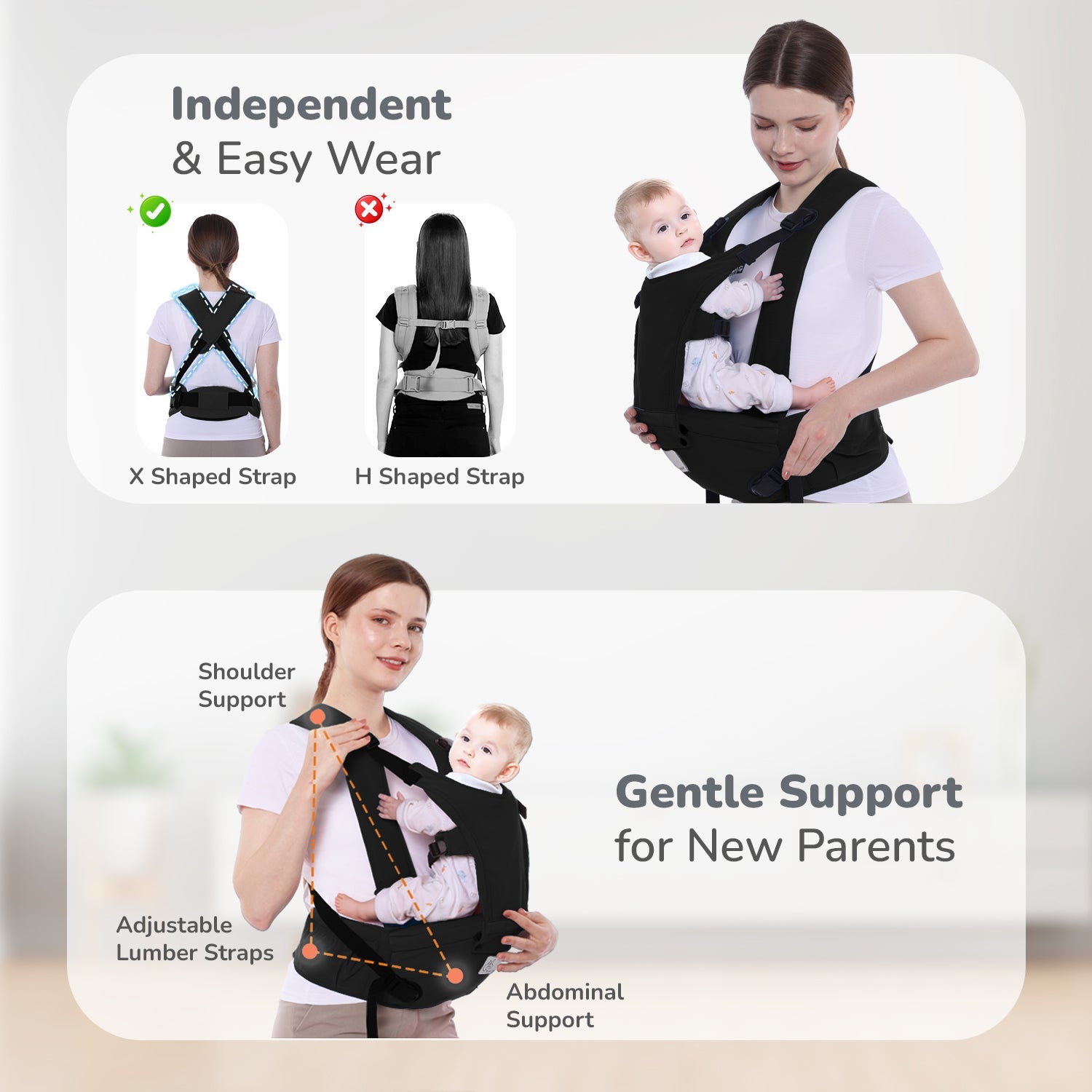 R for Rabbit Upsy Daisy Cozy Ergonomic 5-in-1 Hip Sit Baby Carrier for All-Day Comfort