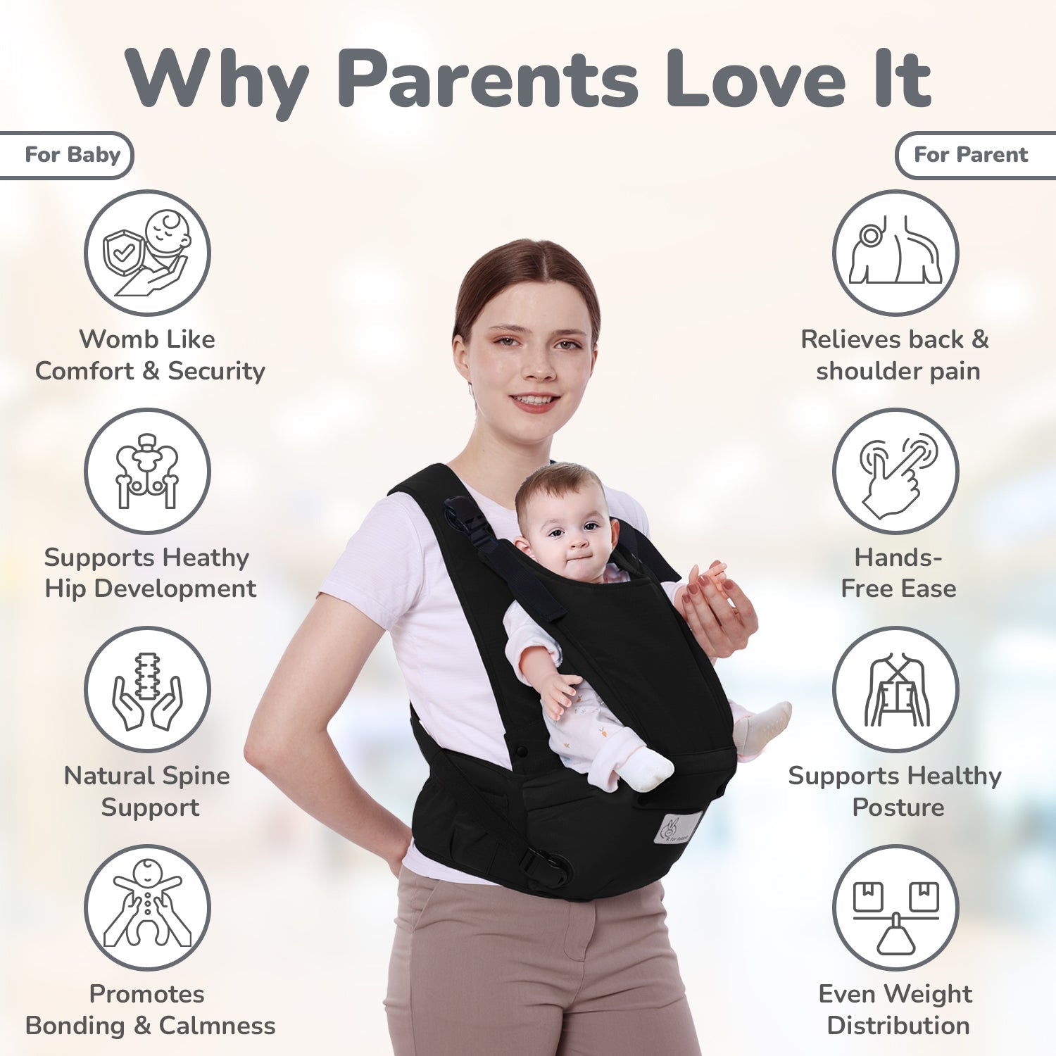 R for Rabbit Upsy Daisy Cozy Ergonomic 5-in-1 Hip Sit Baby Carrier for All-Day Comfort